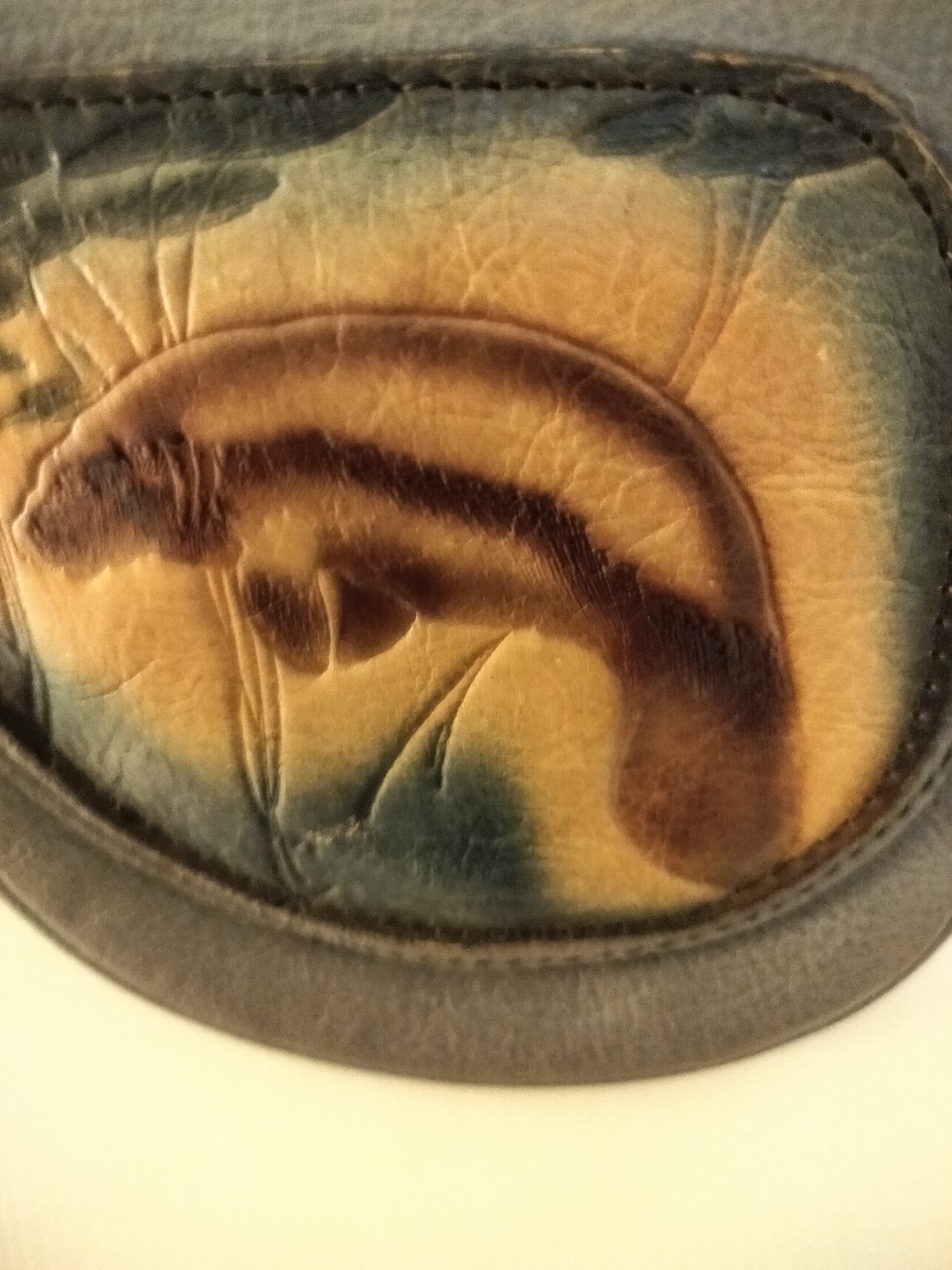 Manatee Gray Leather Mini Purse/35 In/Wear Around Neck Or Around Waist