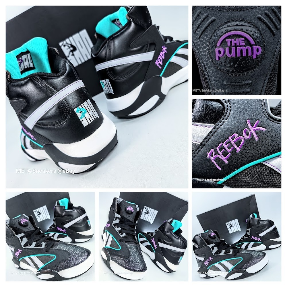 Reebok Shaq Attaq Pump US 13 Men’s Black White Purple Blacktop Retro HR0501 NIB