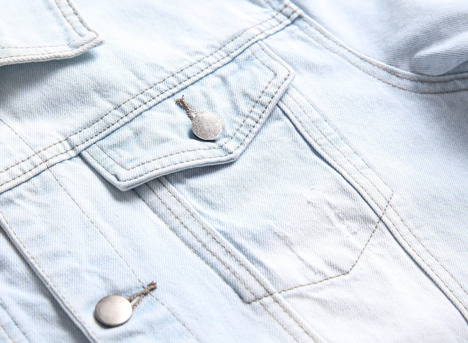Men’s Distressed Ripped Slim Fit Denim Jacket Casual Button Up Trucker Jean Coat