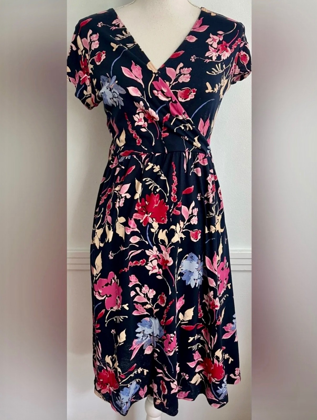 Pact Dayspring Blooms Multi Fit & Flare Crossover Dress