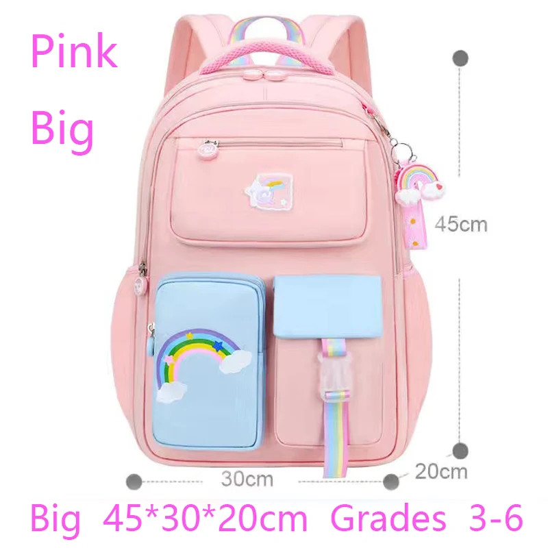 High Class Girls Backpack Macaron Color Block Rainbow Zipper Teen School Bag