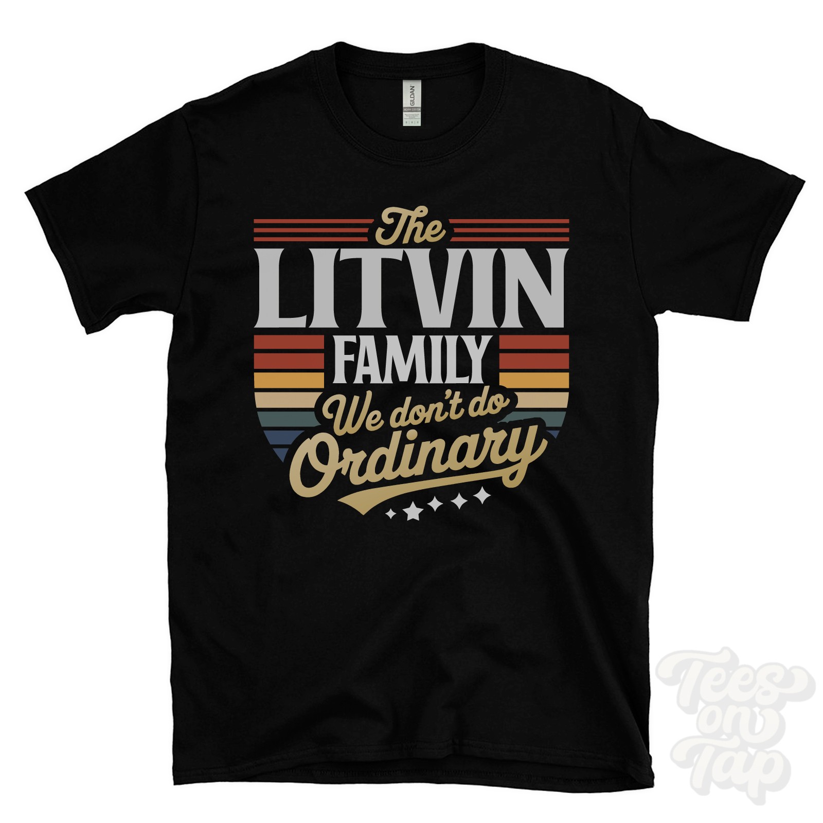 THE LITVIN FAMILY WE DON’T DO ORDINARY T-SHIRT surname crest clan name dad gift