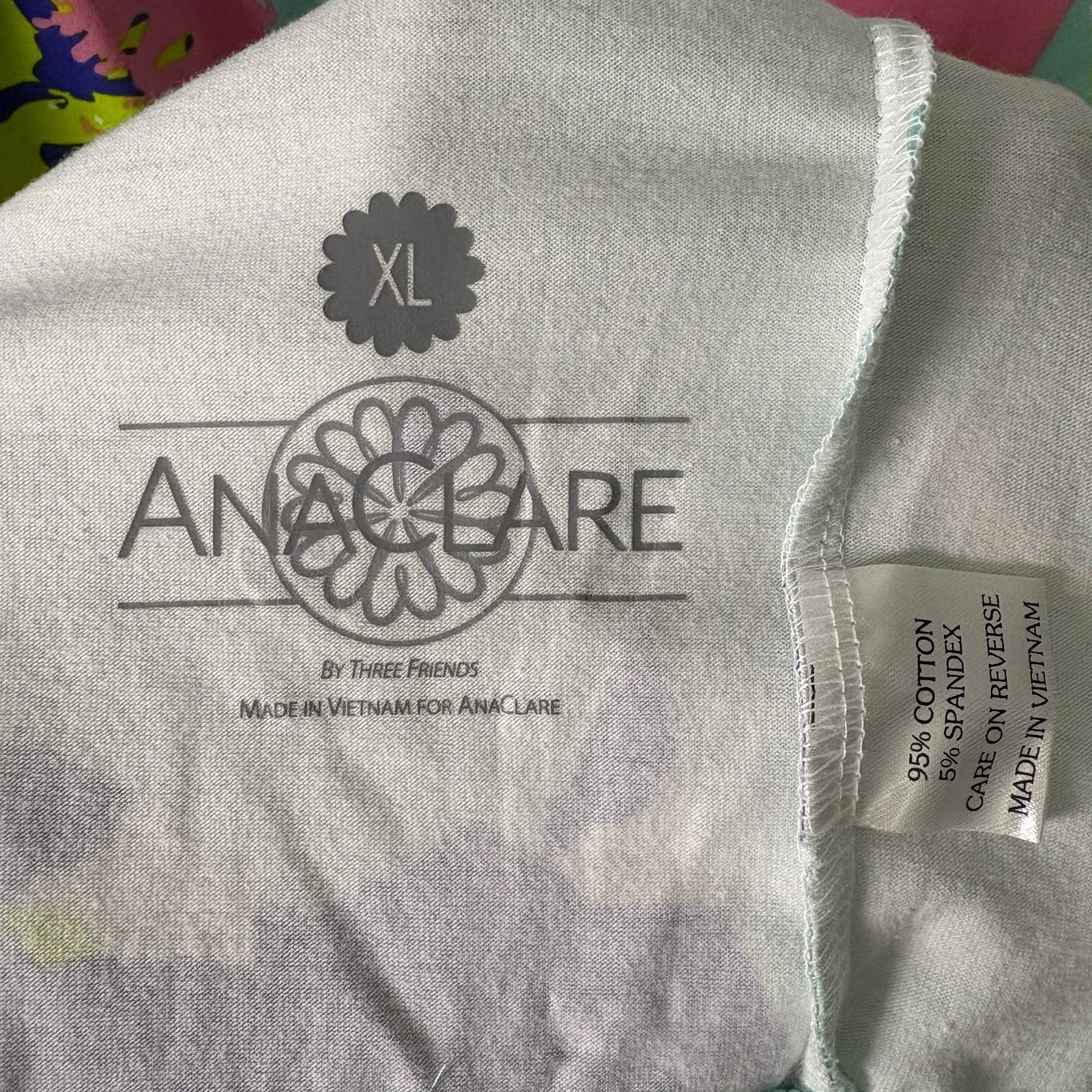 Ana Clare Reversible Dress Shift Printed Sleeveless XL Scallop Hem Colorful