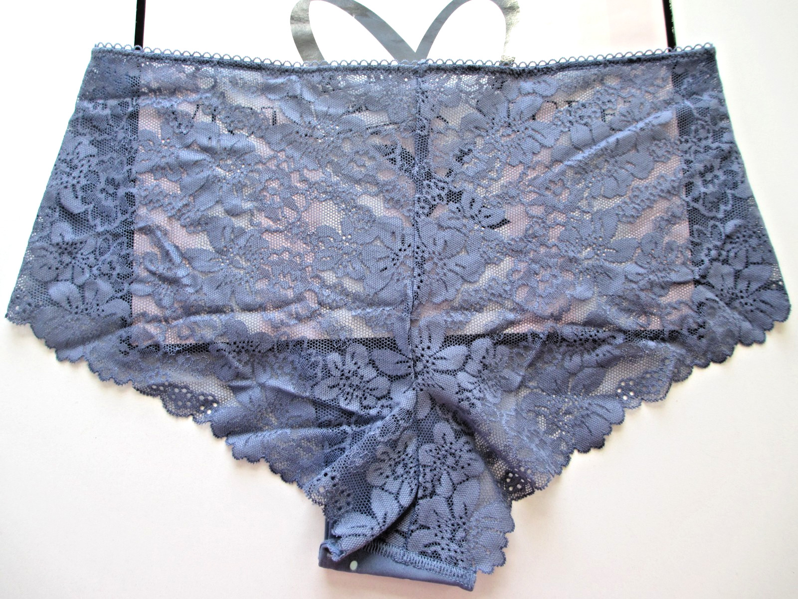VICTORIA’S SECRET PINK No Show Cheeky Panty VS Lace Trim NWT Blue Dot S M L XL
