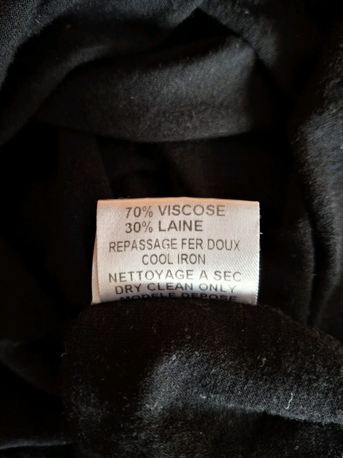 Maje Wool Viscose Black Dress With Cloth Button Closure, Made In France, Size M