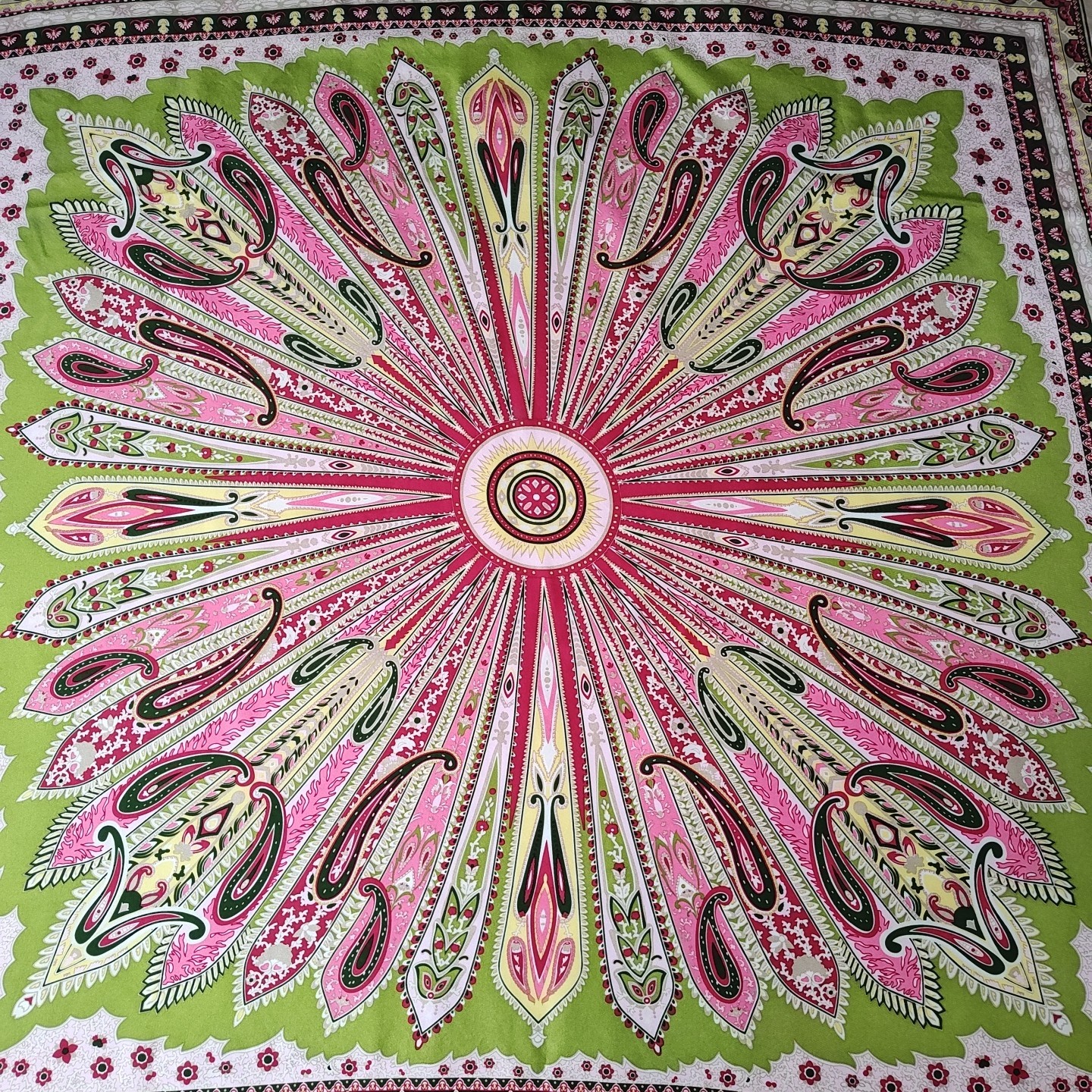 Vintage Talbots Silk Scarf- Paisley Sunburst Carnival ~35in square Ex.Cond.