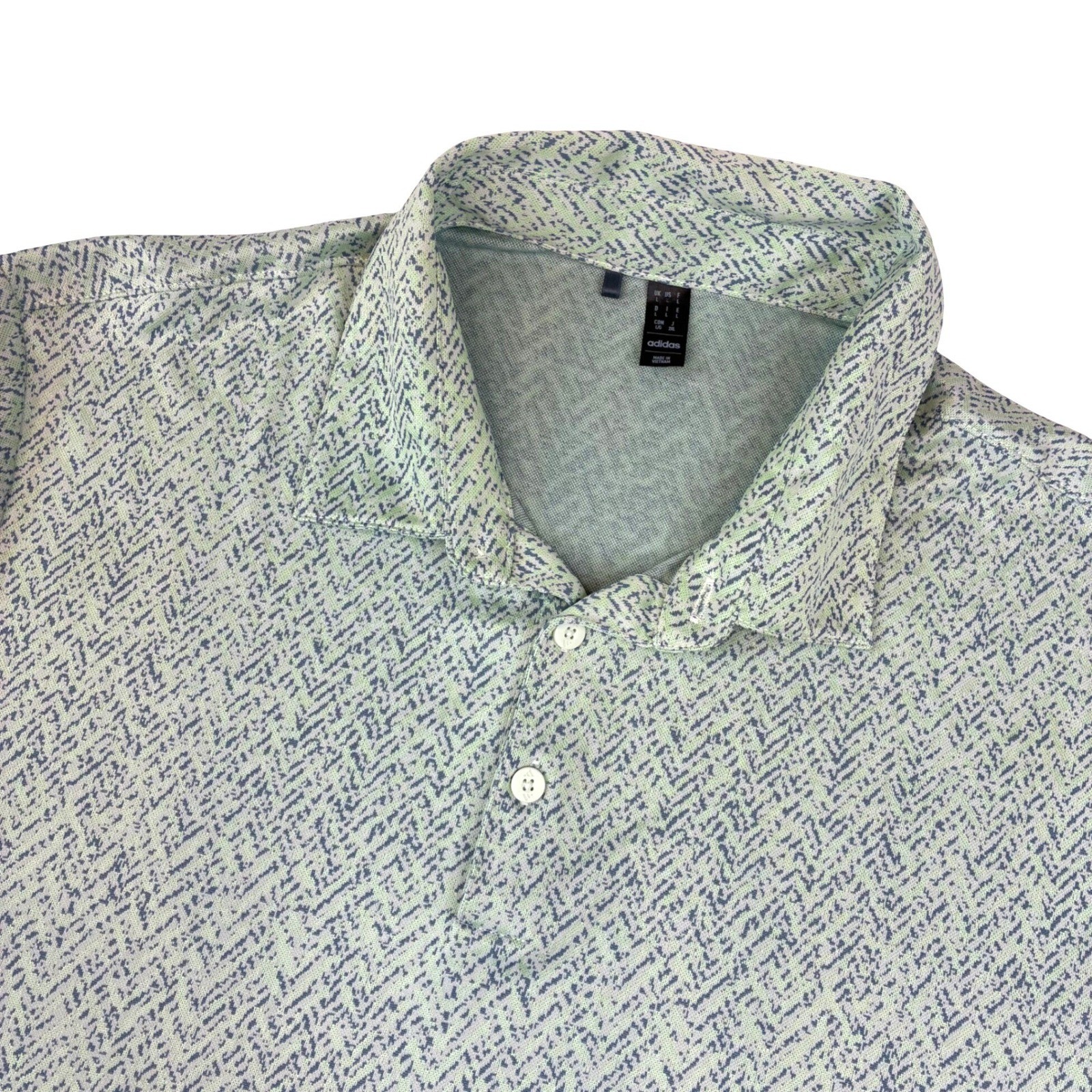 Adidas Polo Shirt Men Large Green Graphic Performance Golf IQ2948 Short Sleeve