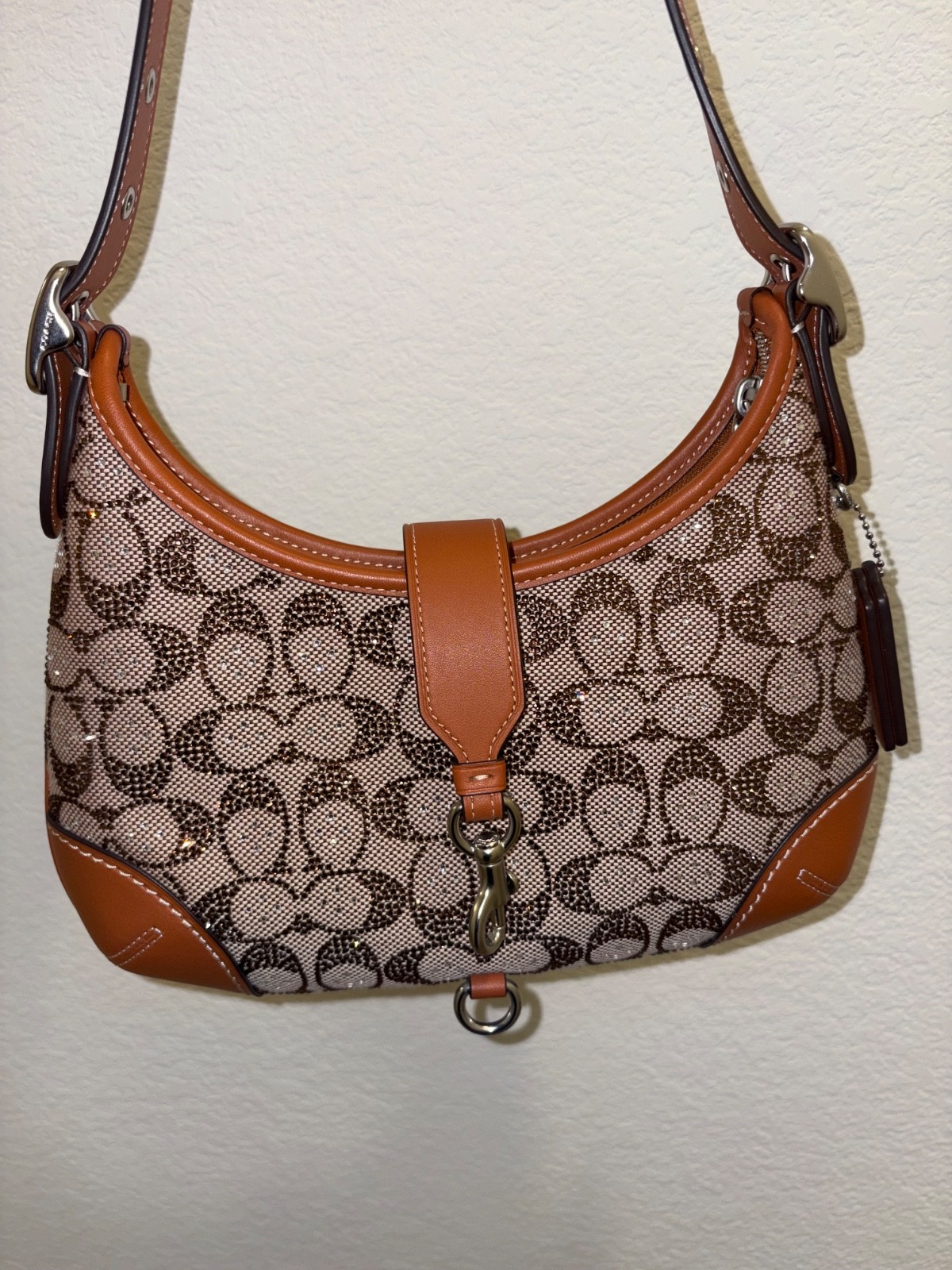 Coach Hamptons Hobo Burnished Amber Crystal Signature Jacquard NWT Gift Boxed