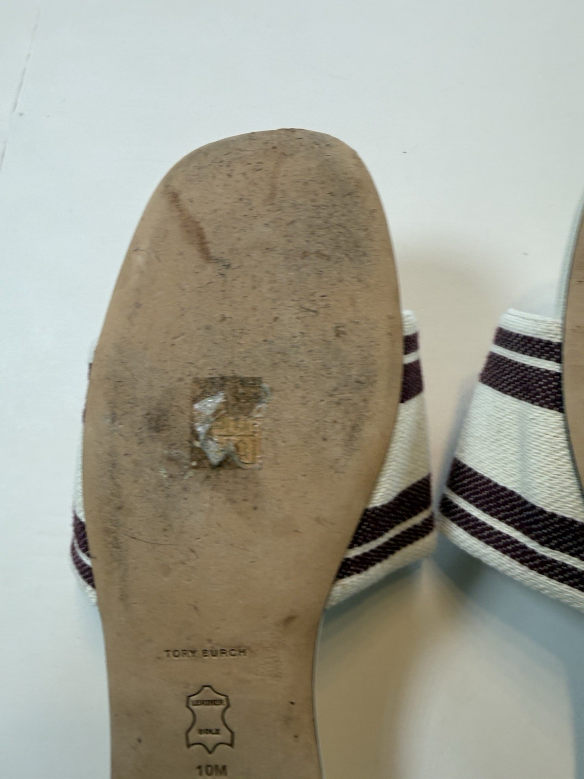 TORY BURCH Ash White / Vino Double T Jacquard Slide Sandal Size 10m