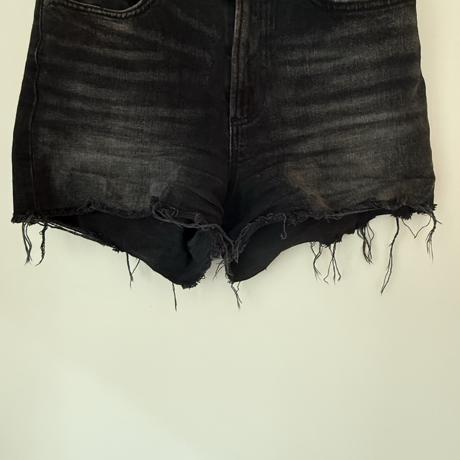 Denim Forum The Arlo Short Black High Rise Distressed 98% Cotton Size 27