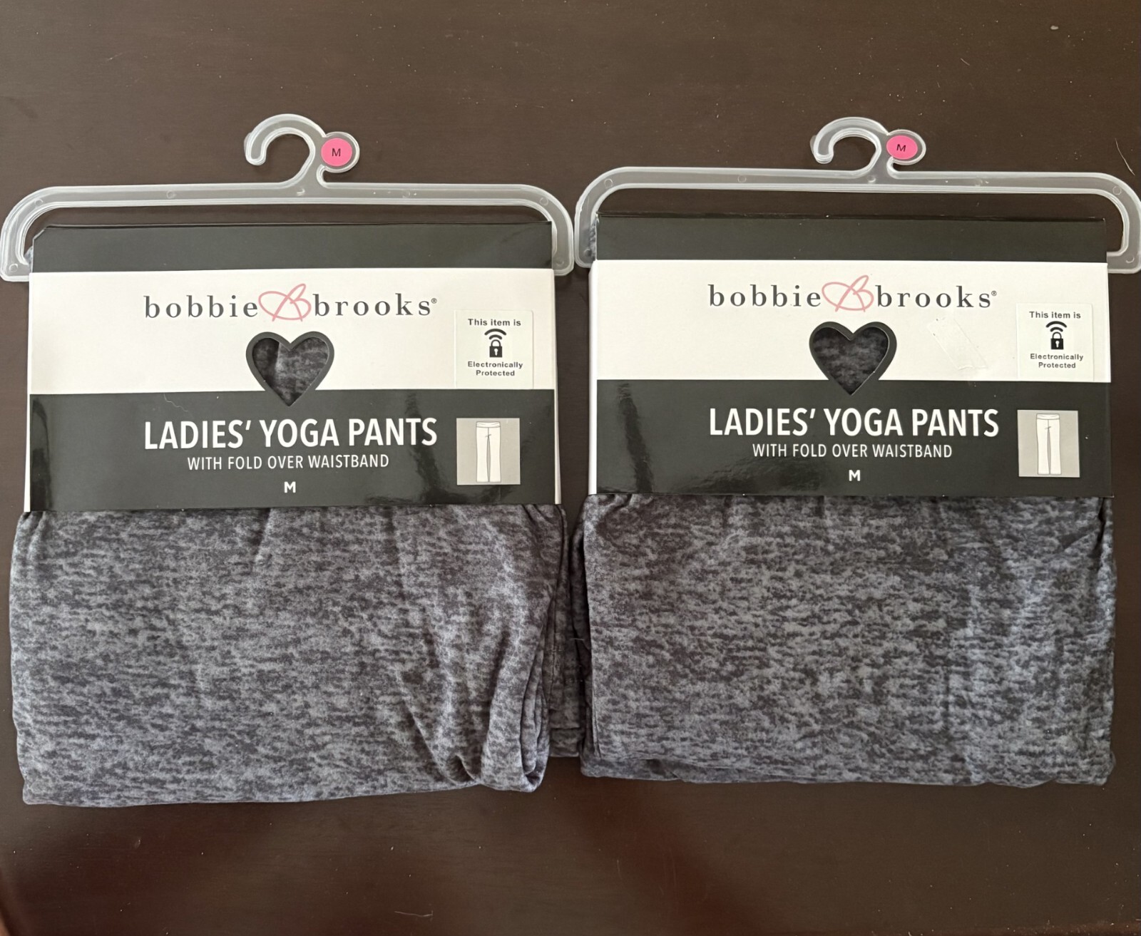 2 PAIR ~ NWT Bobbie Brooks Ladies New YOGA PANTS Gray Fold Over Waistband Medium