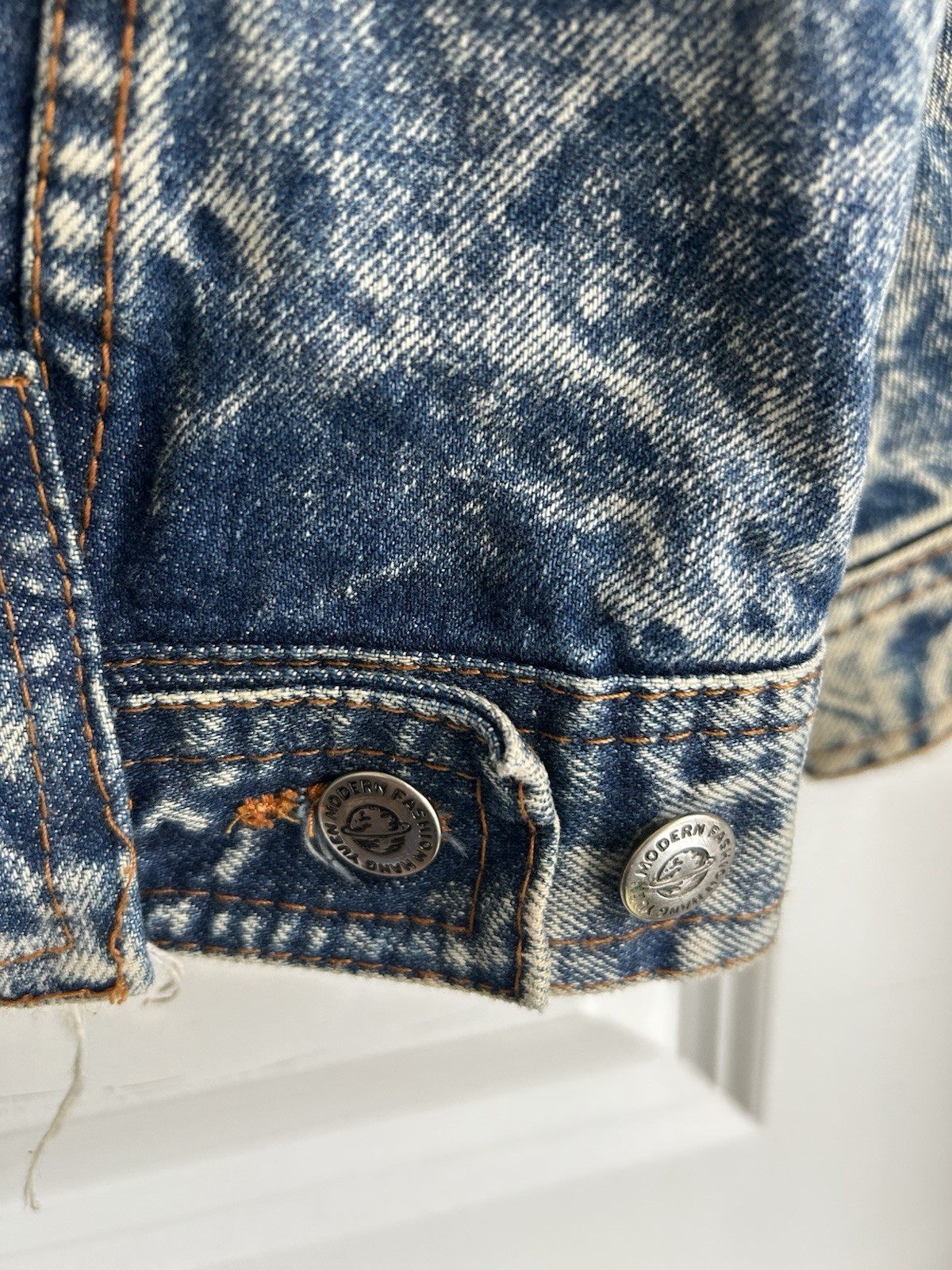 Vtg Acid Wash Denim Jean Jacket Men’s Large 90s Grunge Oversized Hip Hop Coat