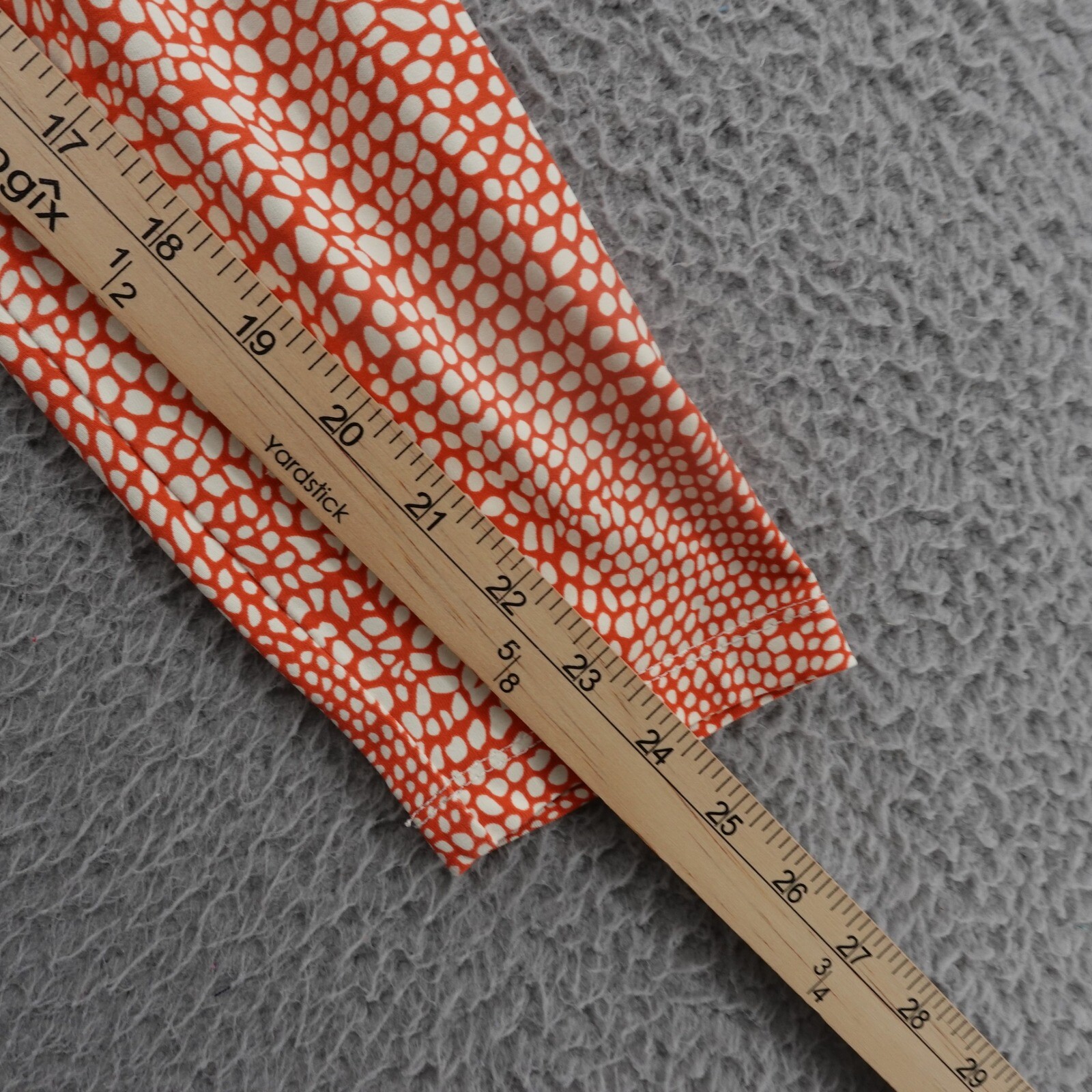 J McLaughlin Catalina Knit Pebble Print Top Large Orange White Womens 3/4 Sleeve