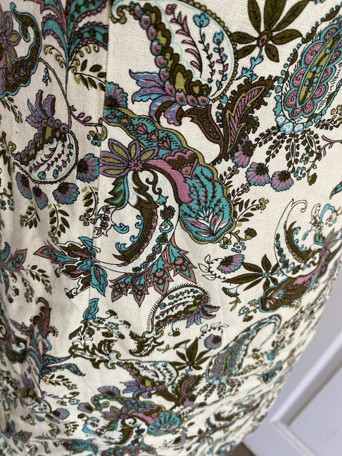 Carnaby streak Linen Paisley lined 60s style dress in size Small A2