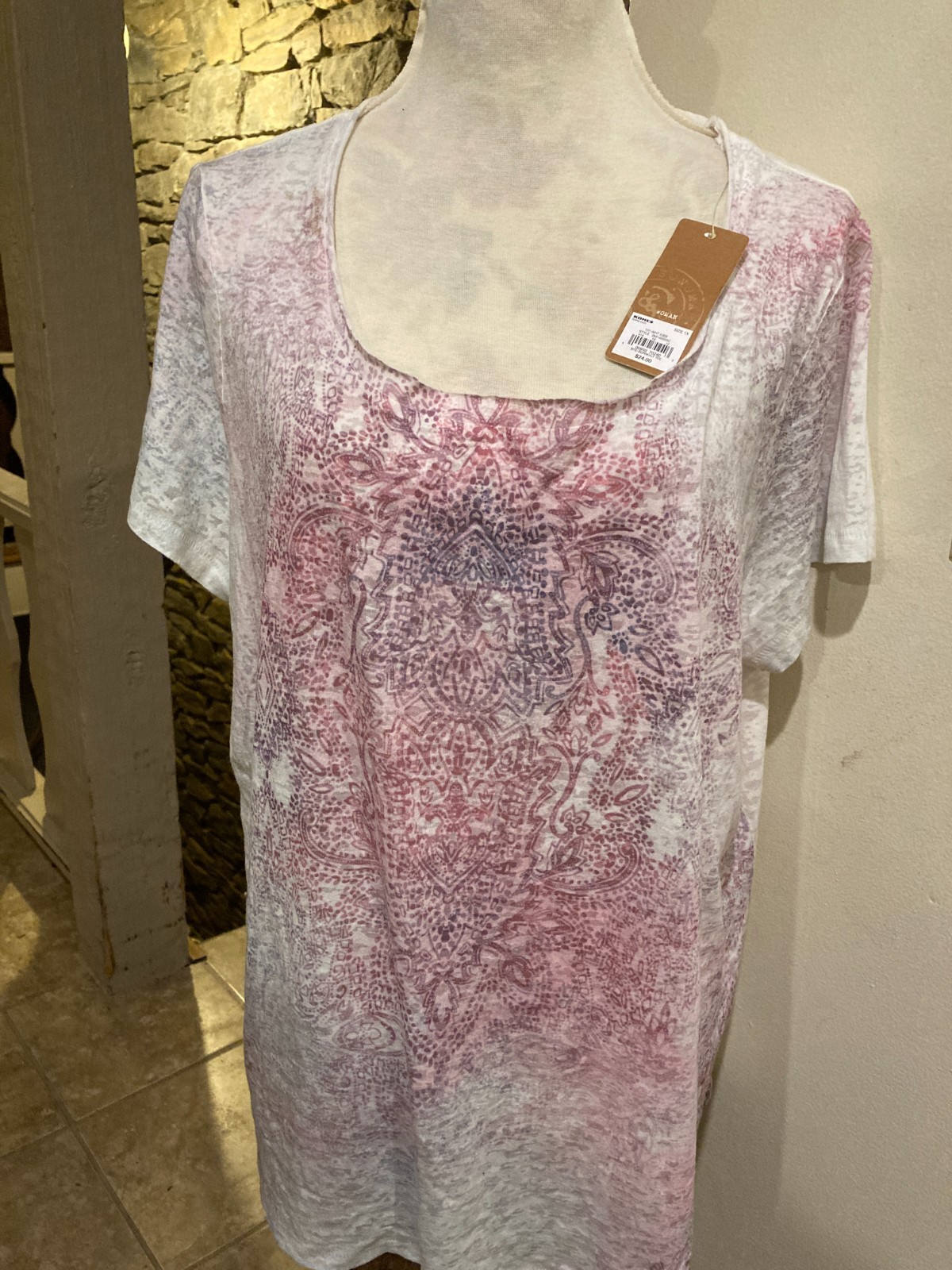 Sonoma Life&Style, Plus SZ 1X, Lightweight, semi-sheer, Tag $24.00 NWT