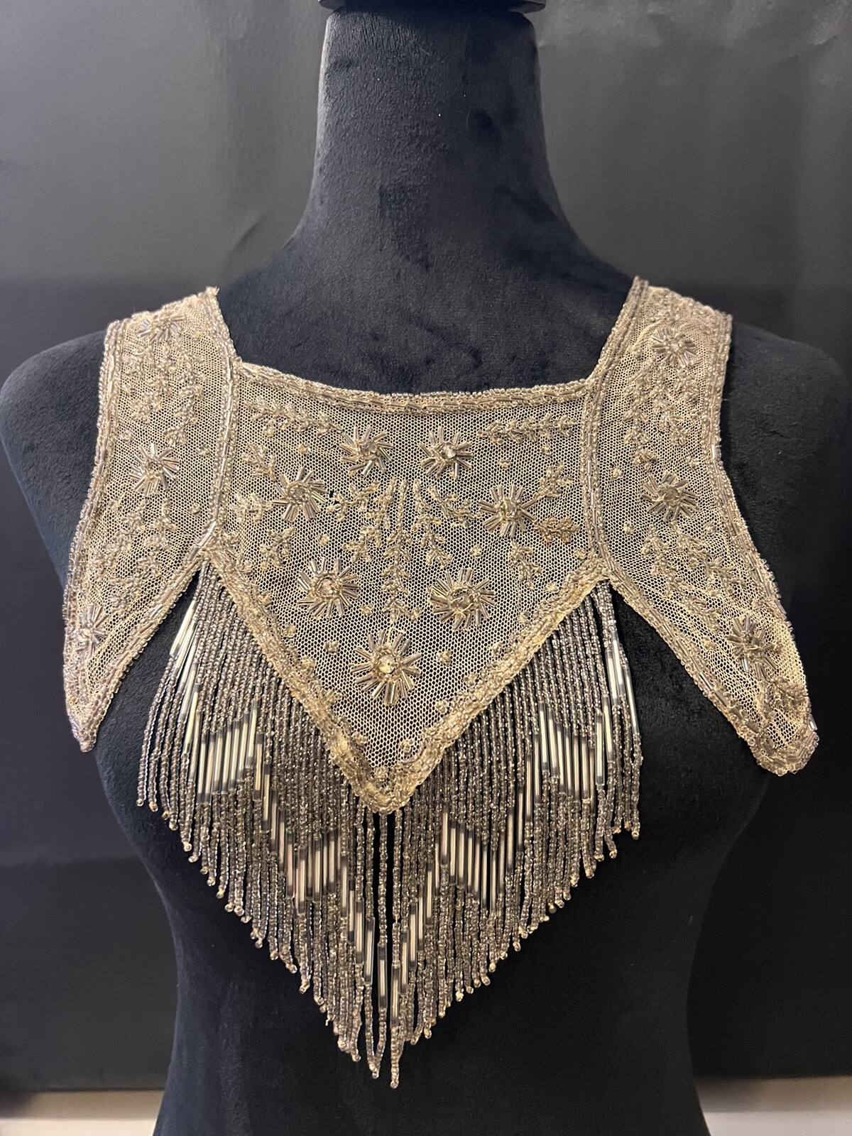 Embroidered Glass Beaded Dress Yoke Up-cycle or Frame as ART Edwardian – Flapper
