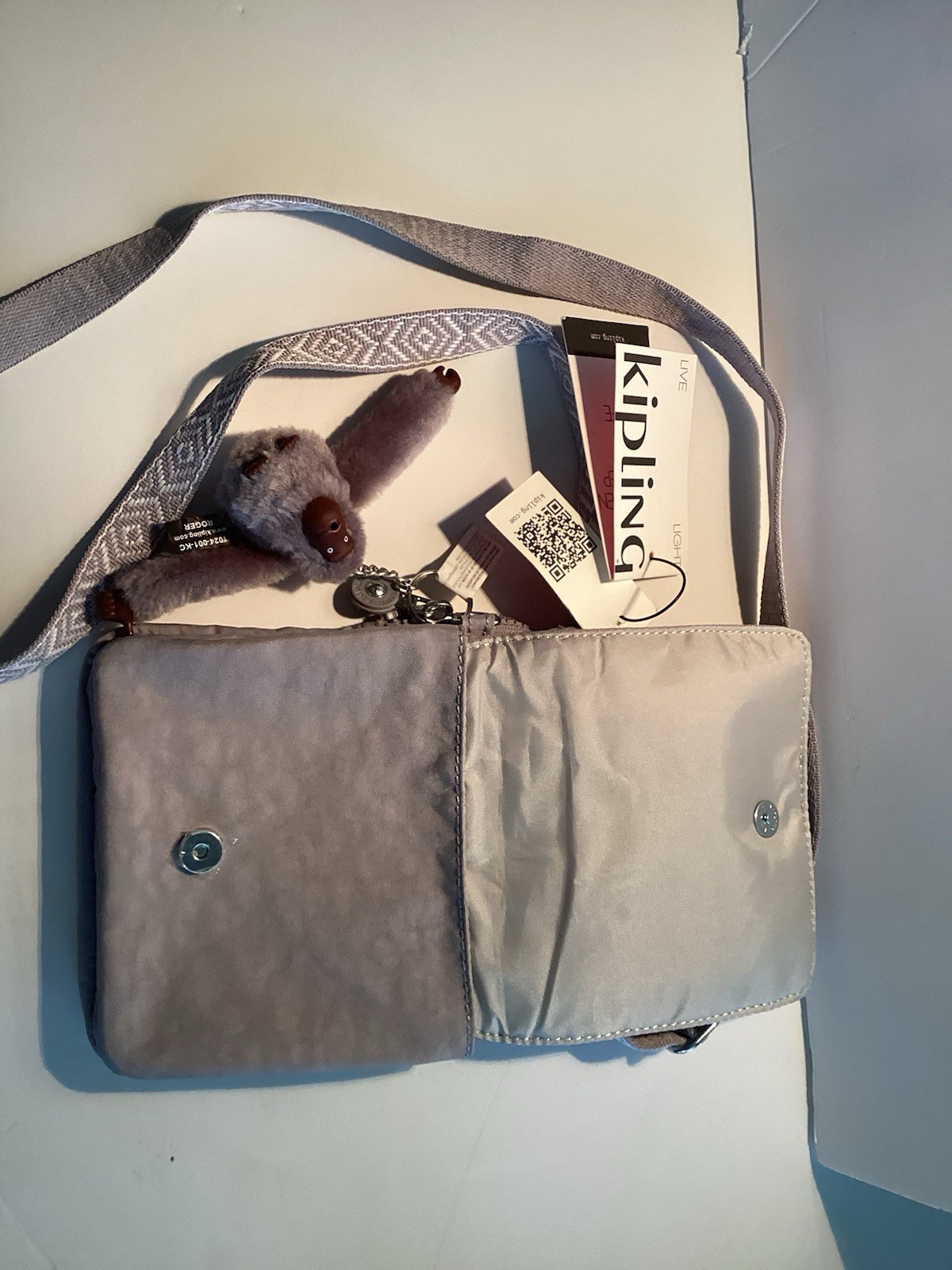 Kipling Gray Machida Crossbody Bag Signature Keychain Travel City Vacation
