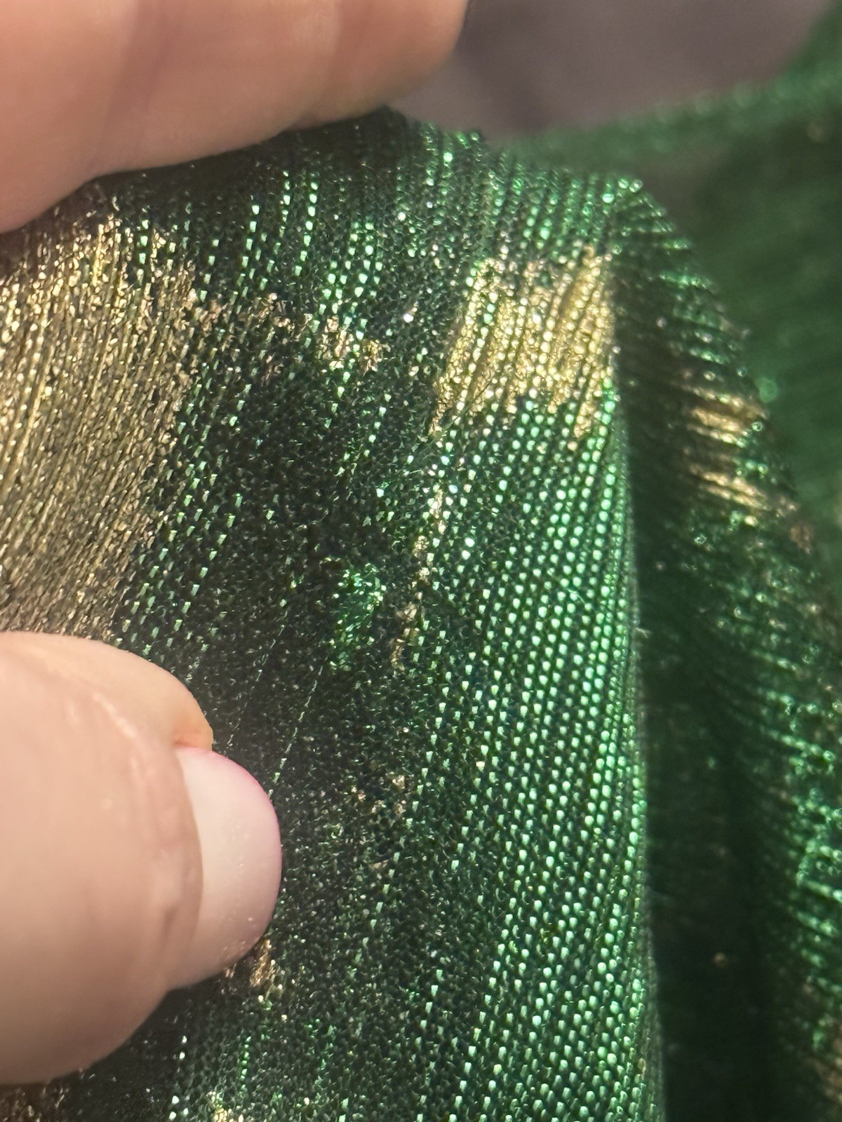 BA&SH Vert Green Gold Bronze Metallic VIANCA Grecian V-Neck Maxi Dress Sz 2 US8