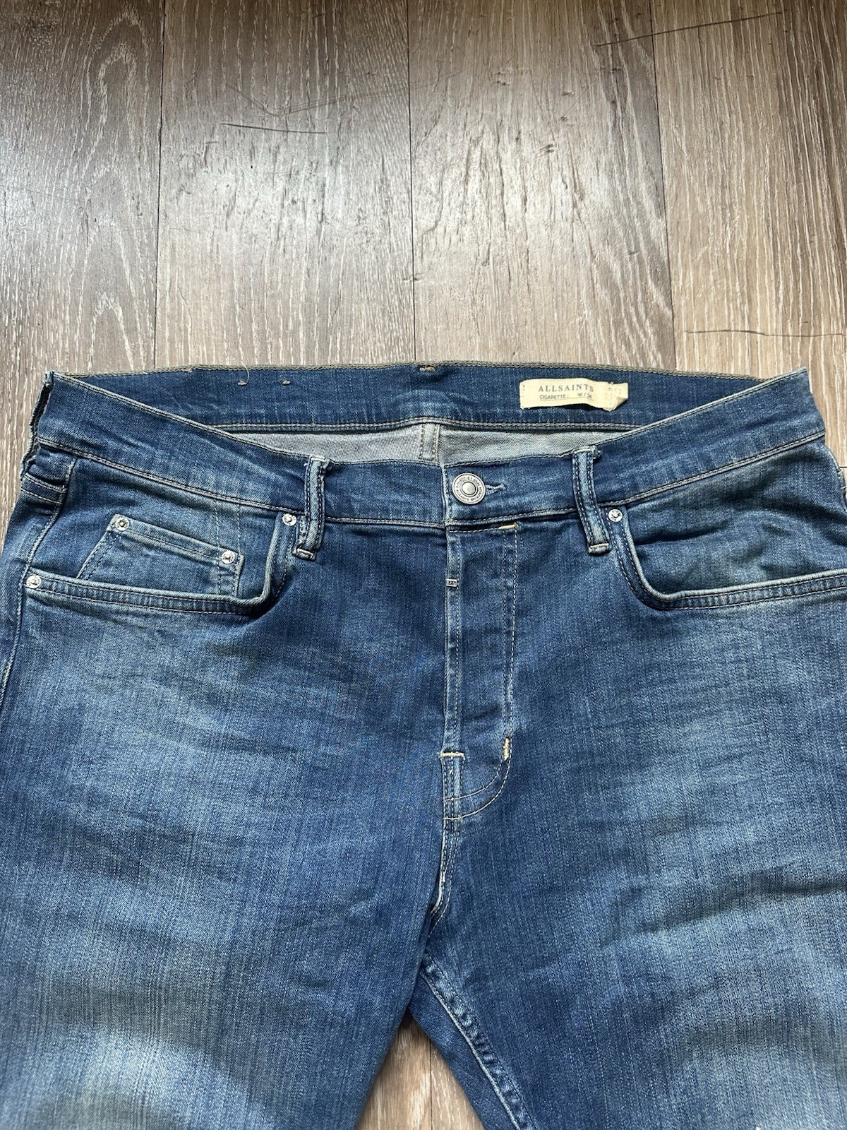 ALLSAINTS Men’s Blue Denim Skinny Slim Cigarette Jeans Size 34