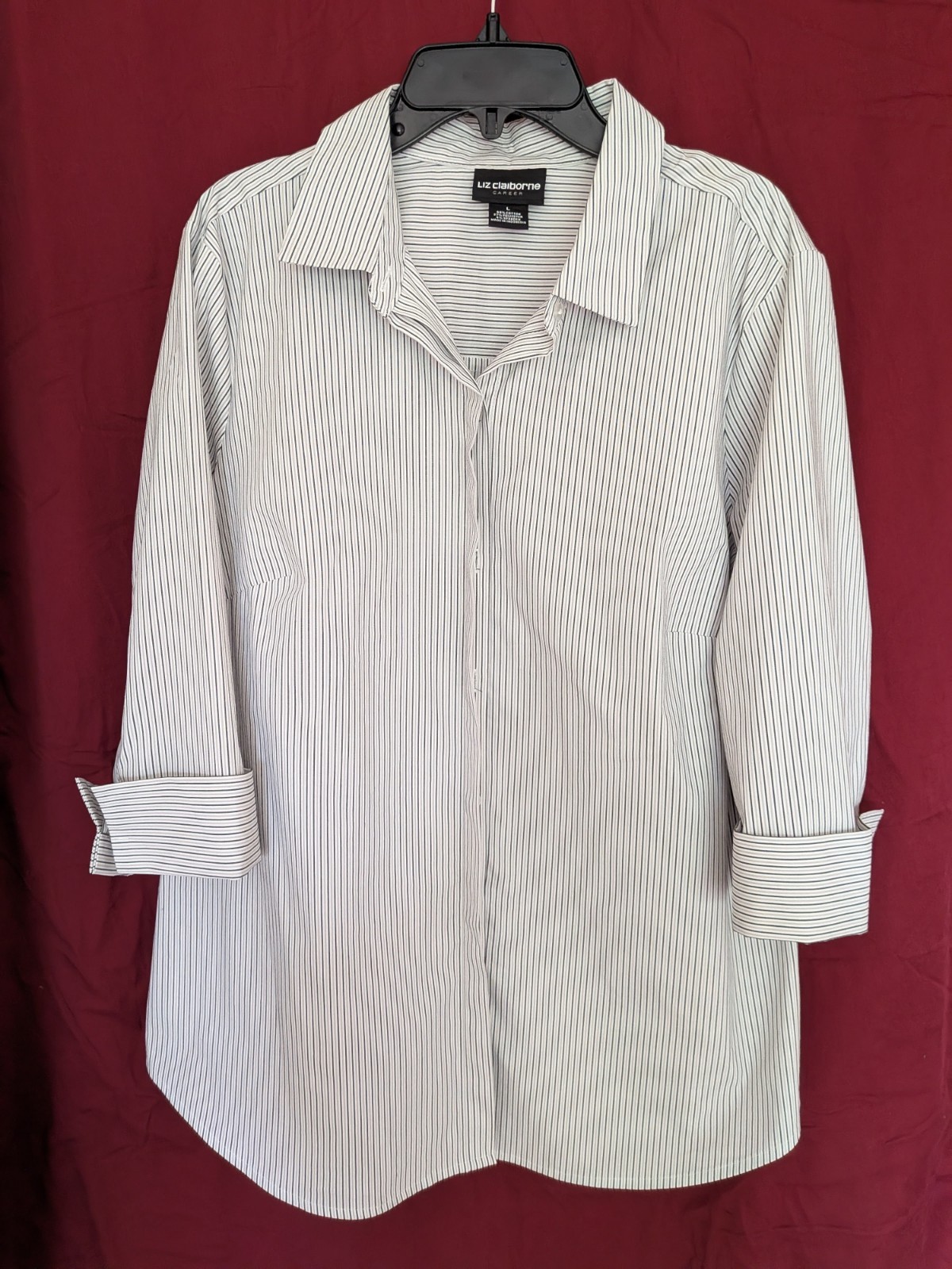 Liz Claiborne Career Women’s Large Striped Button Front Blouse