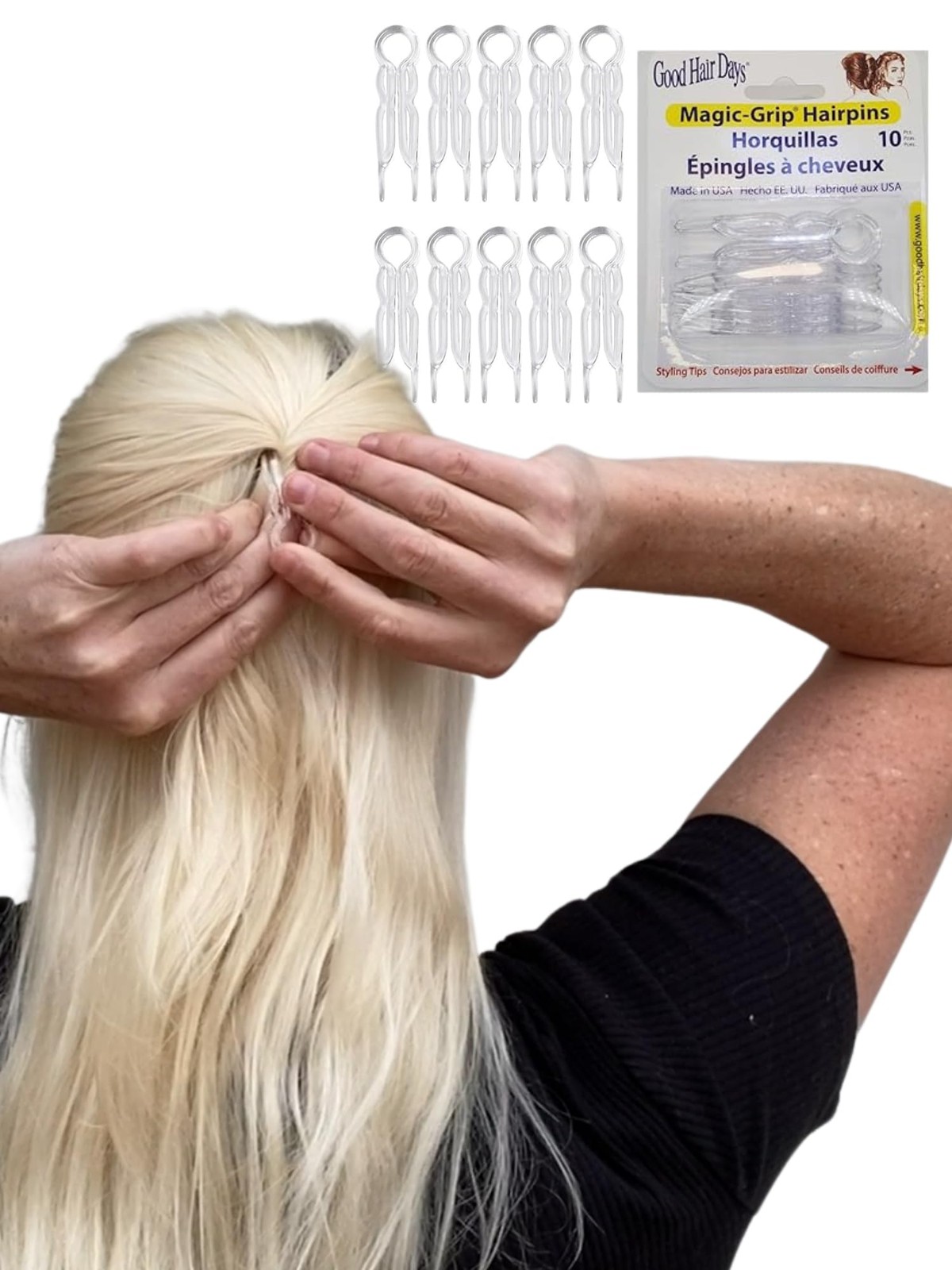 Magic Grip Hairpins 2 1/2 U Shaped Grip Hair Pins for Fine Thick Curly & Long