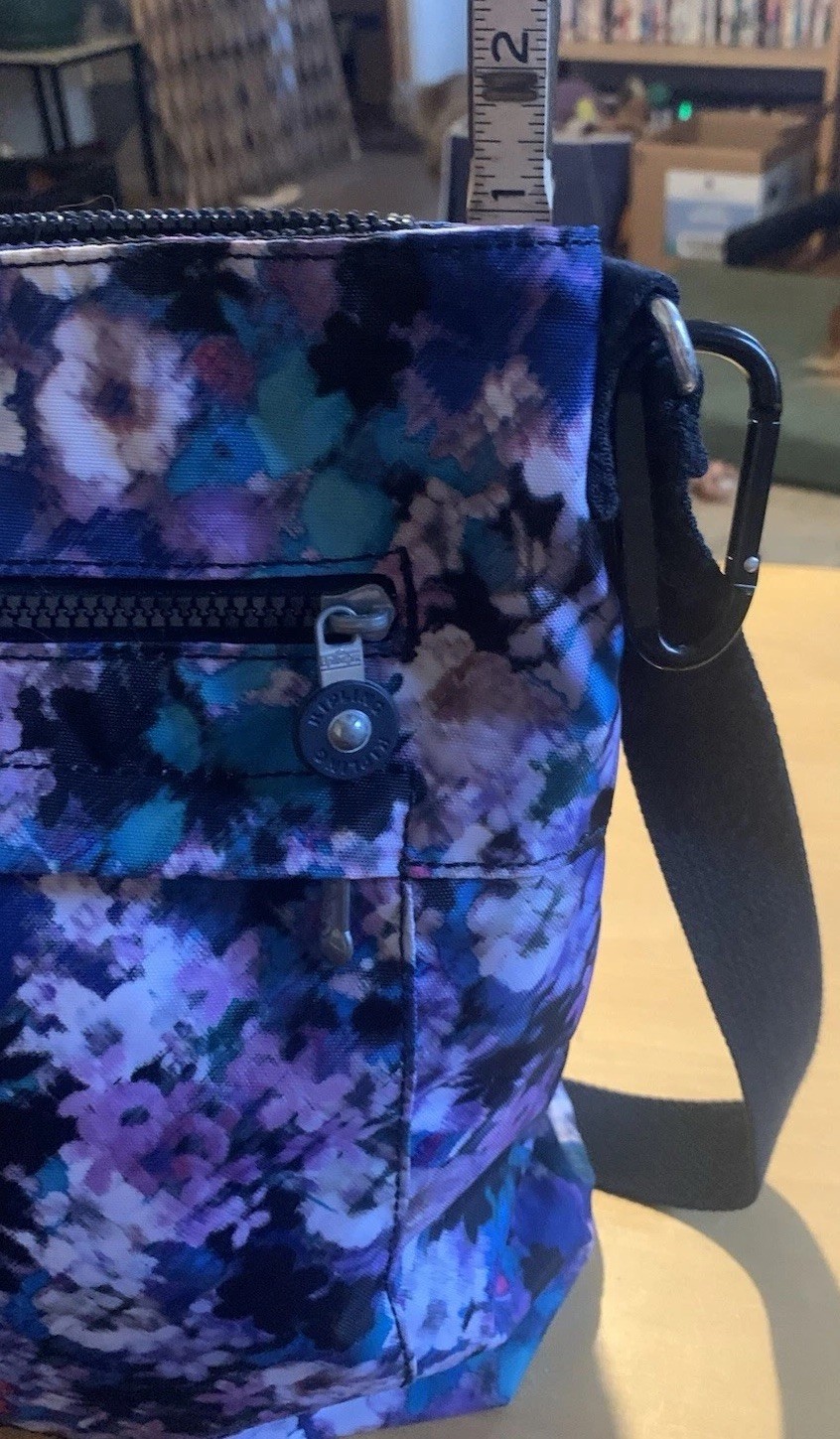 Kipling Floral Purple Crossbody Bag Multiple Zippered Pockets