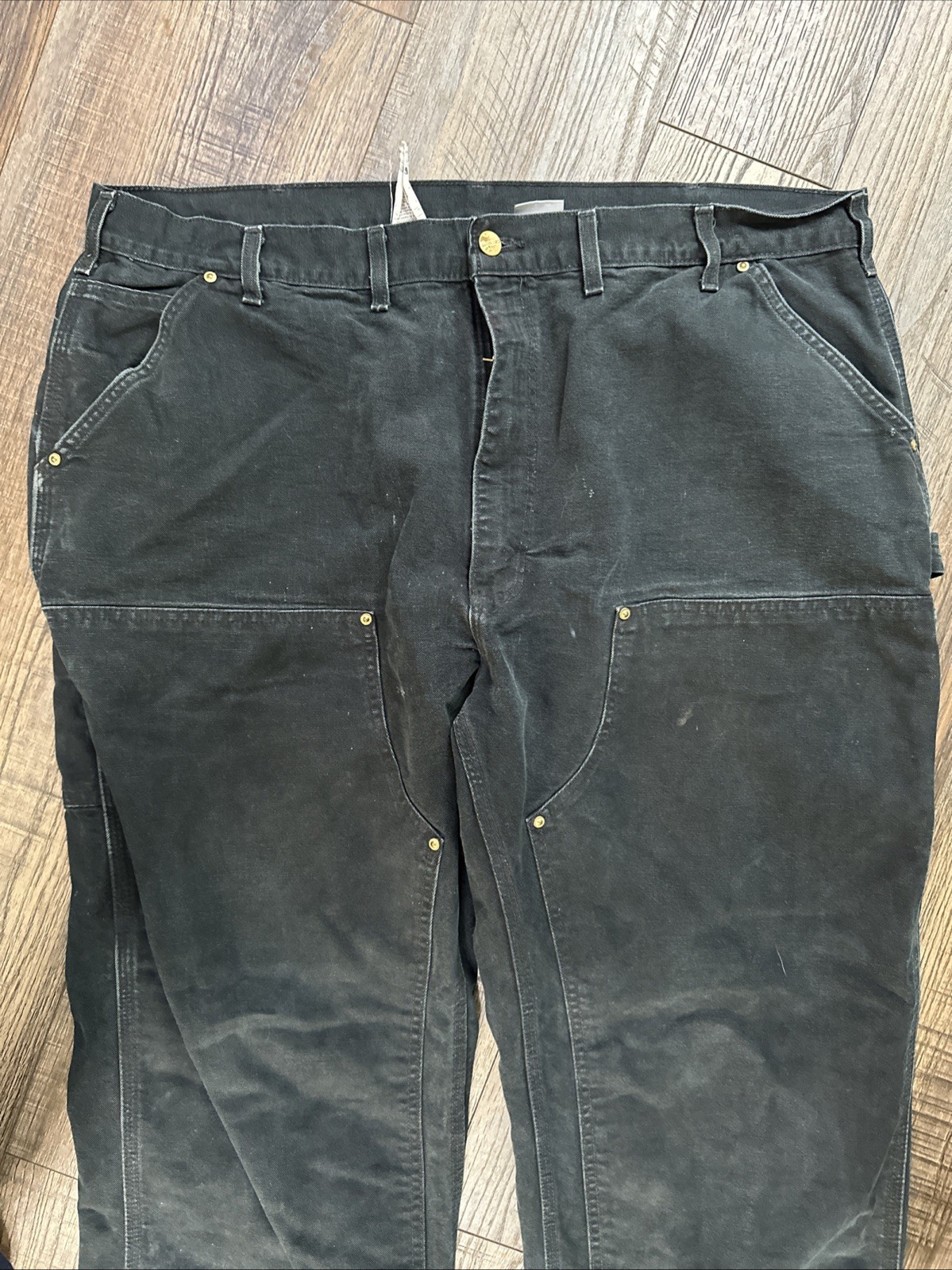 Carhartt B01 Black Double Knee Work Pants Mens Size 42/30 USA Workwear Denim