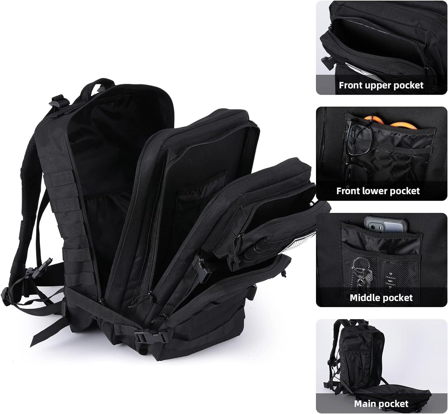 45L Military Tactical Backpack Large Army Men 3 Day Assault Pack Molle Rucksack