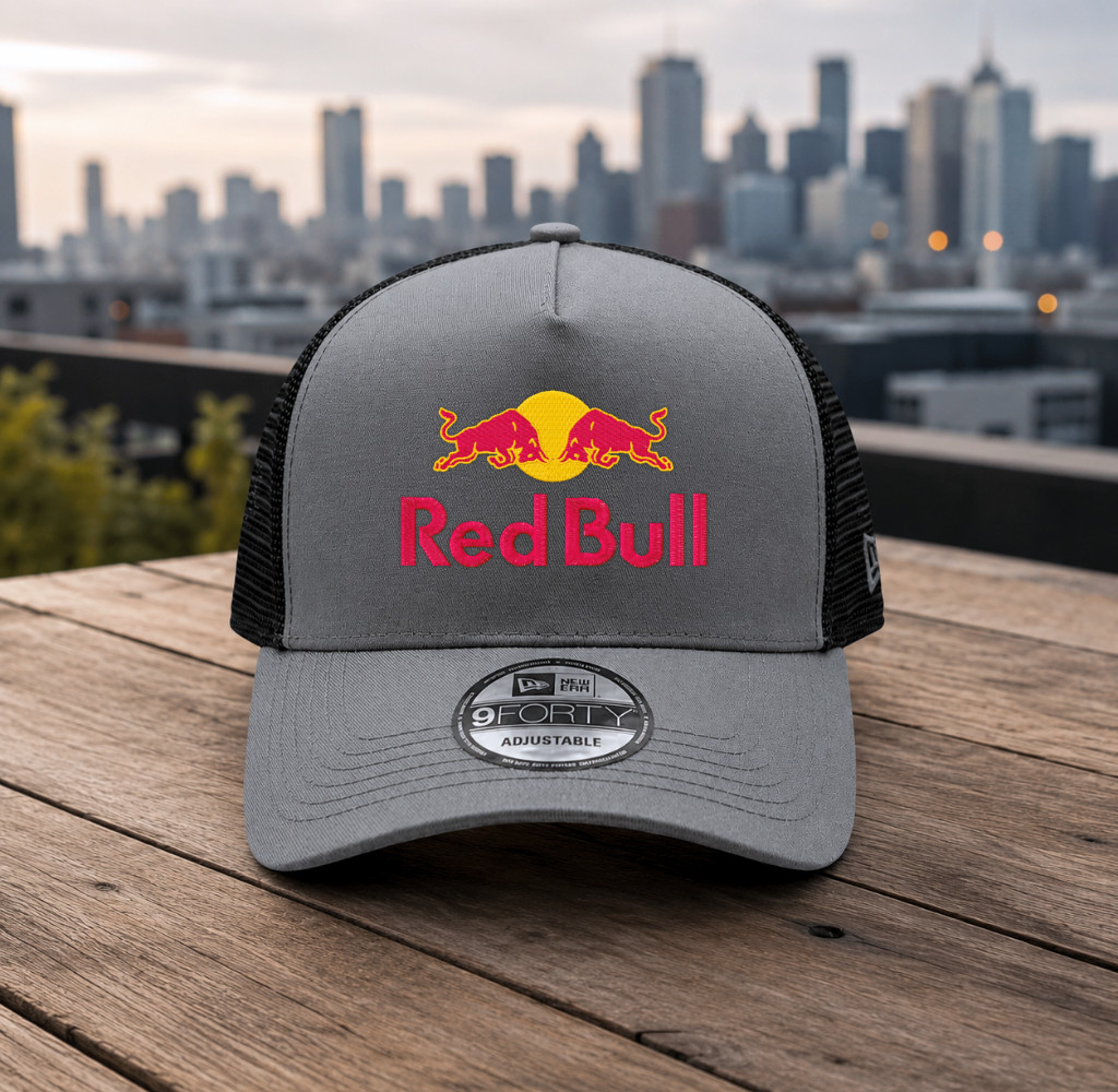 Energy Drink Embroidered Baseball Cap(Red Bull/Gray) Men Women Outdoor Sports.
