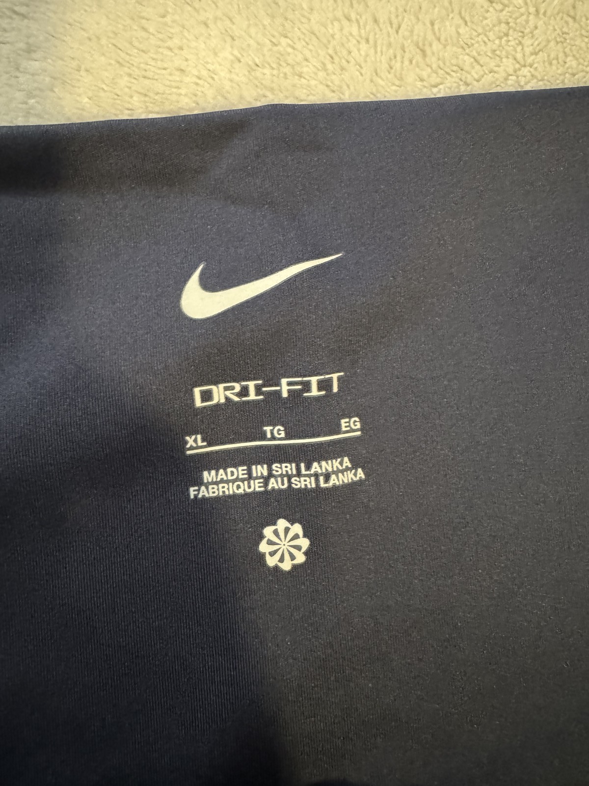 Nike Dri Fit Womens Blue Athletic Leggings XL Made In Sri Lanka