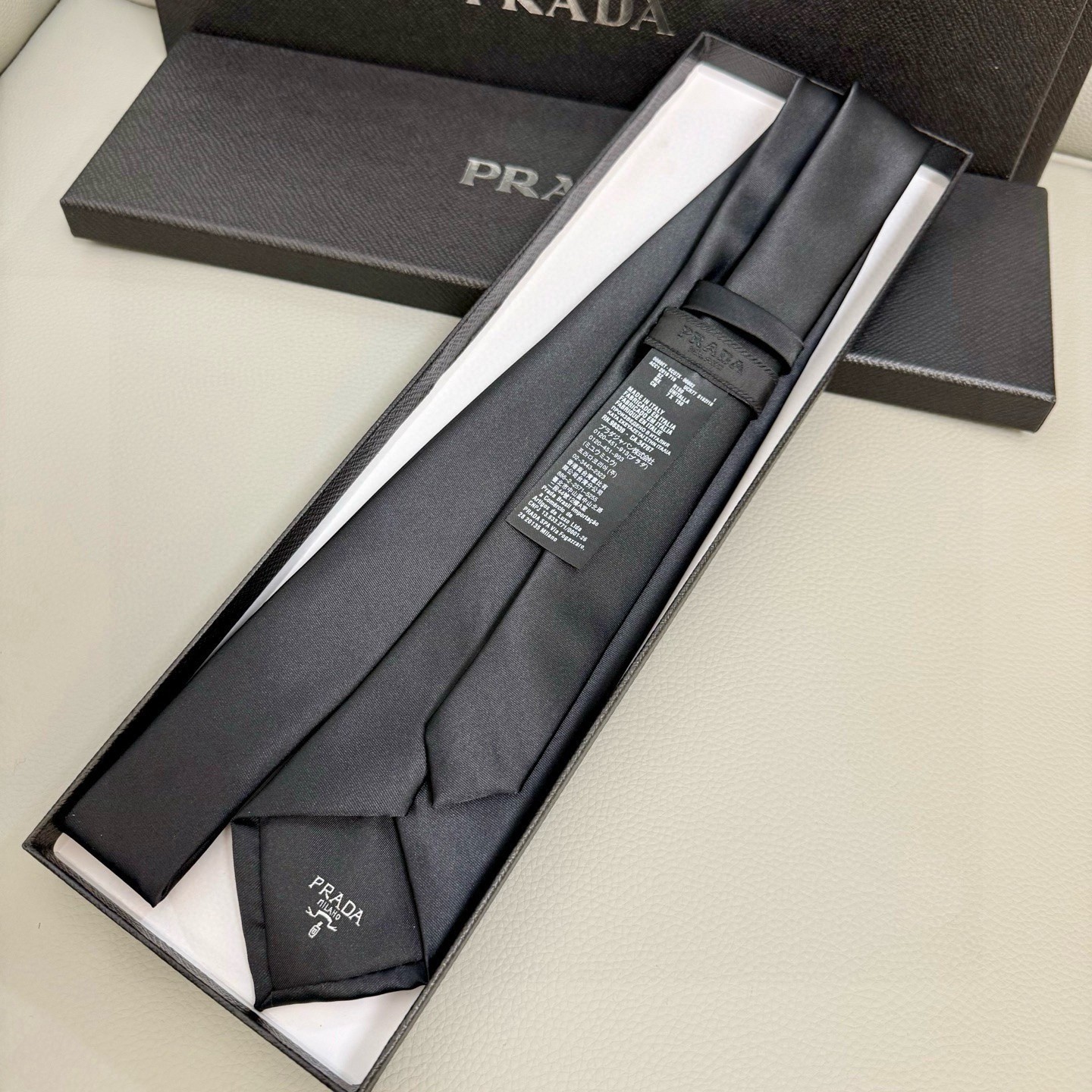 Mens Black Prada Re Nylon Tie Triangle Logo