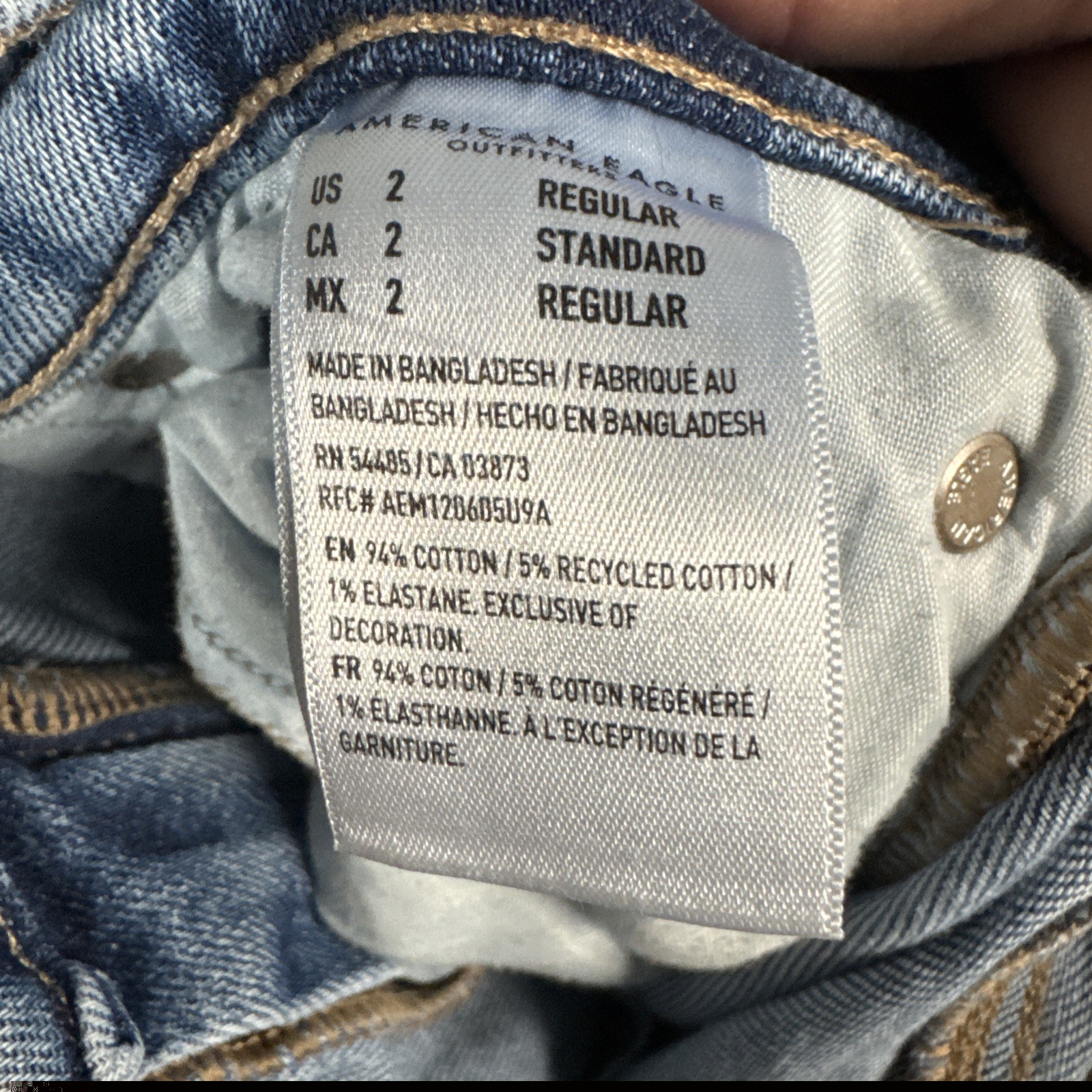 American Eagle Jeans Womens 2 Blue 90’s Bootcut Distressed Denim Cotton Blend
