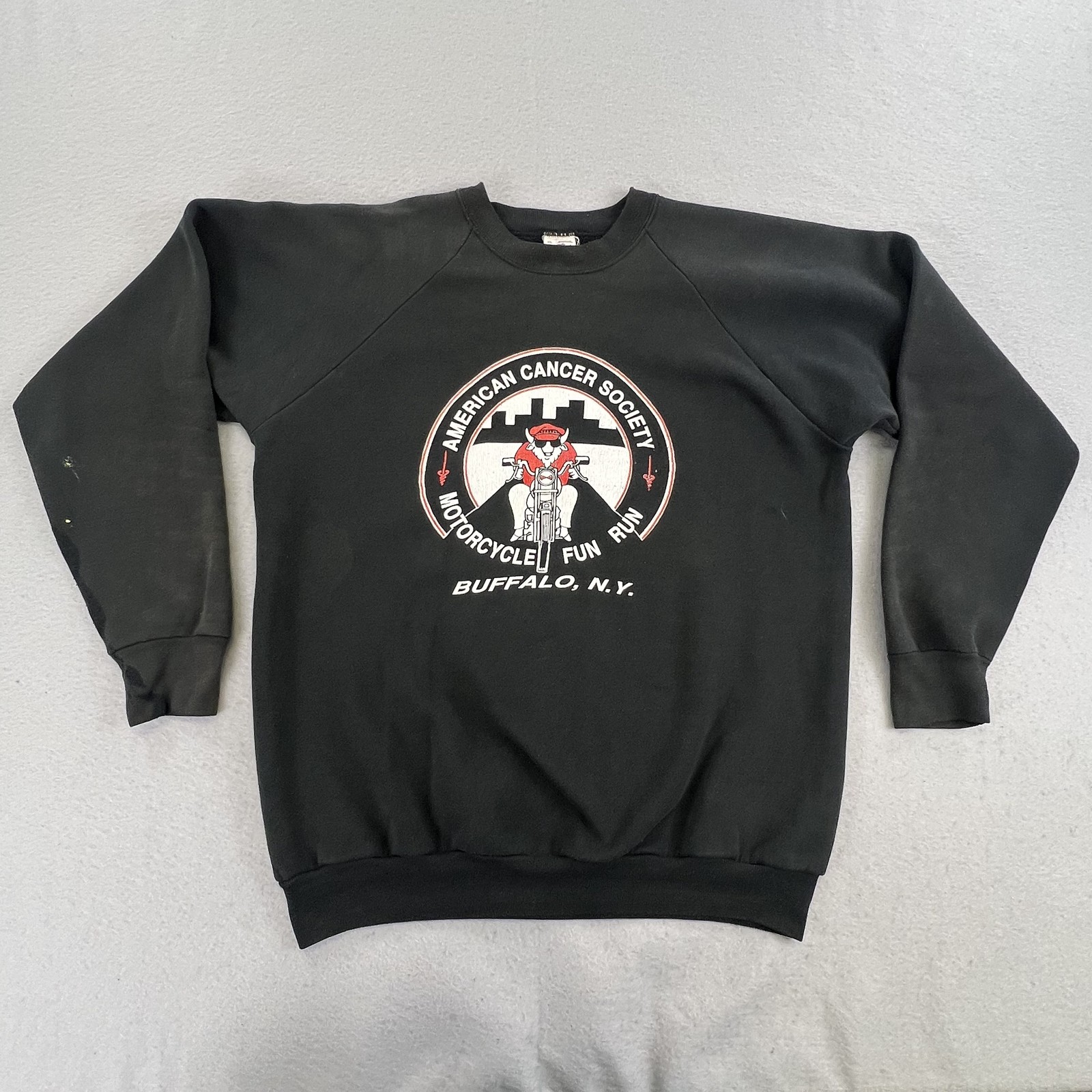 Vintage American Cancer Society Sweatshirt Mens XL Buffalo NY Motorcycle 90s
