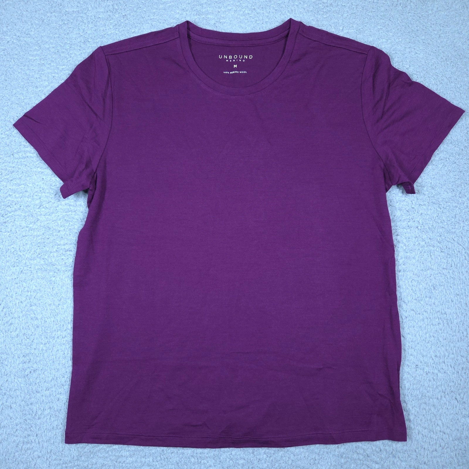Unbound Merino Boxy Tee T-Shirt Women’s Medium Purple 100% Merino Wool Crew Neck