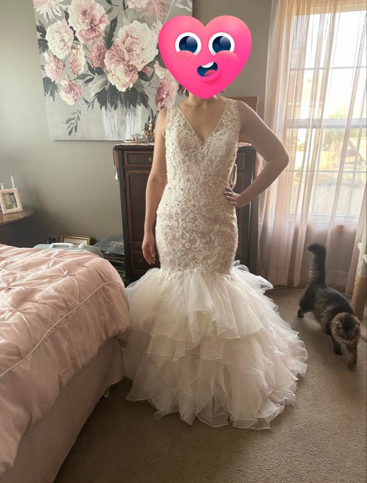 wedding dress size 10 preowned never worn with tags blush pink mermaid w/ train
