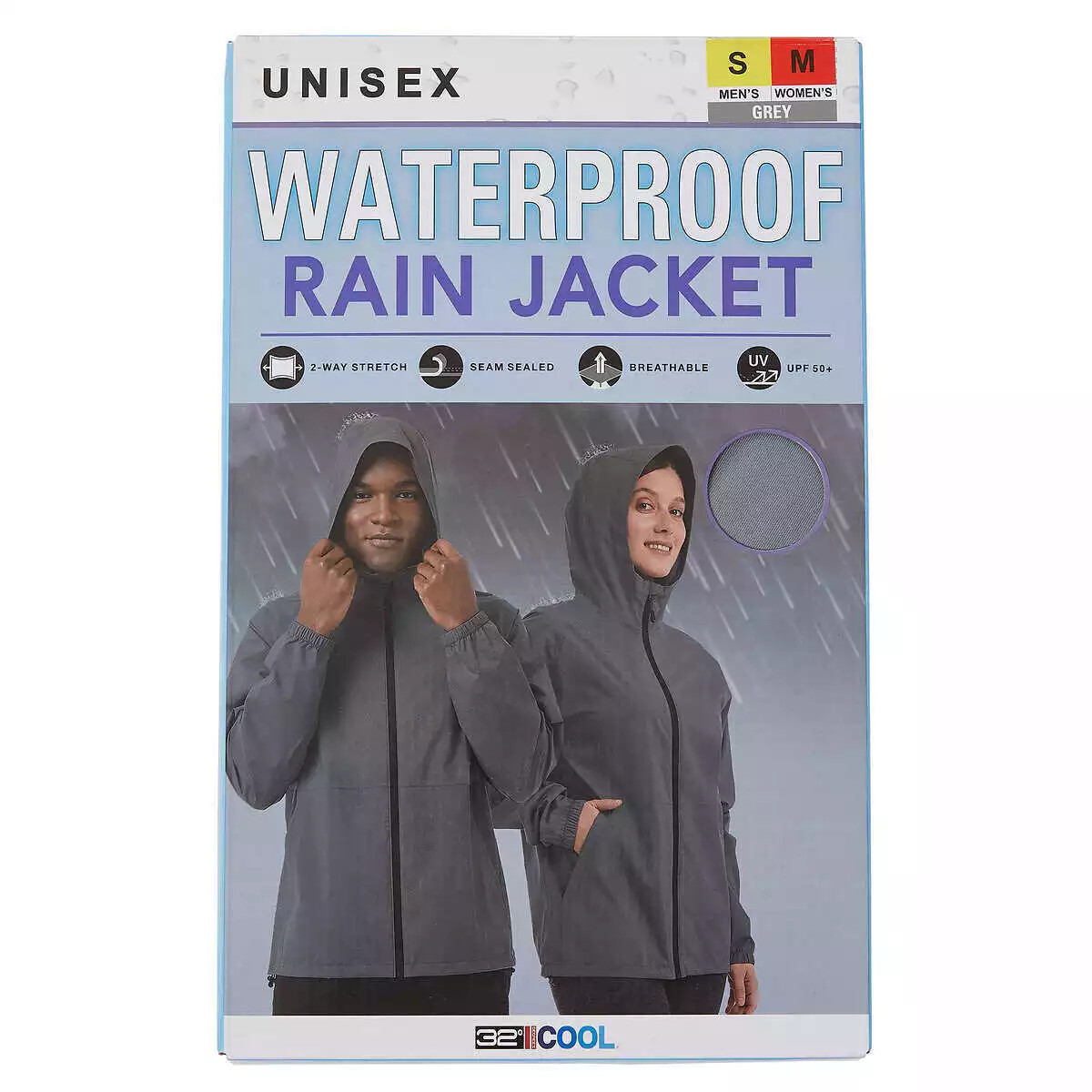 32 Degrees Cool Unisex Waterproof Breathable Rain Jacket