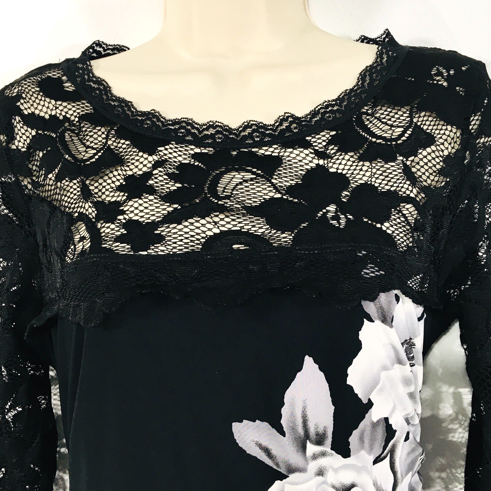 Phase Eight Black Silky Jersey & Lace Ruched Midi Dress Sz 14 Fairy Whimsy Goth