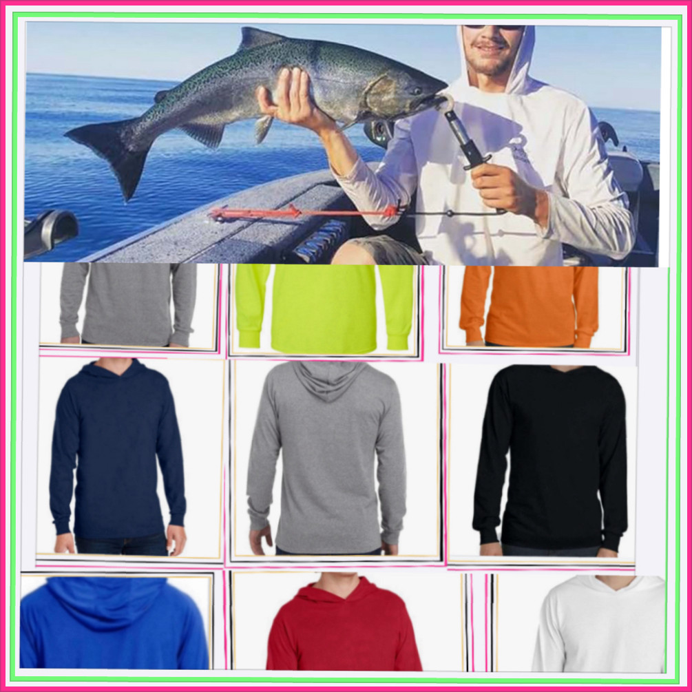 MEN HOODED T SHIRT LIGHT WEIGHT OUT DOOR WORK HOODIE LONG SLEEVE ACTIVE T-SHIRT