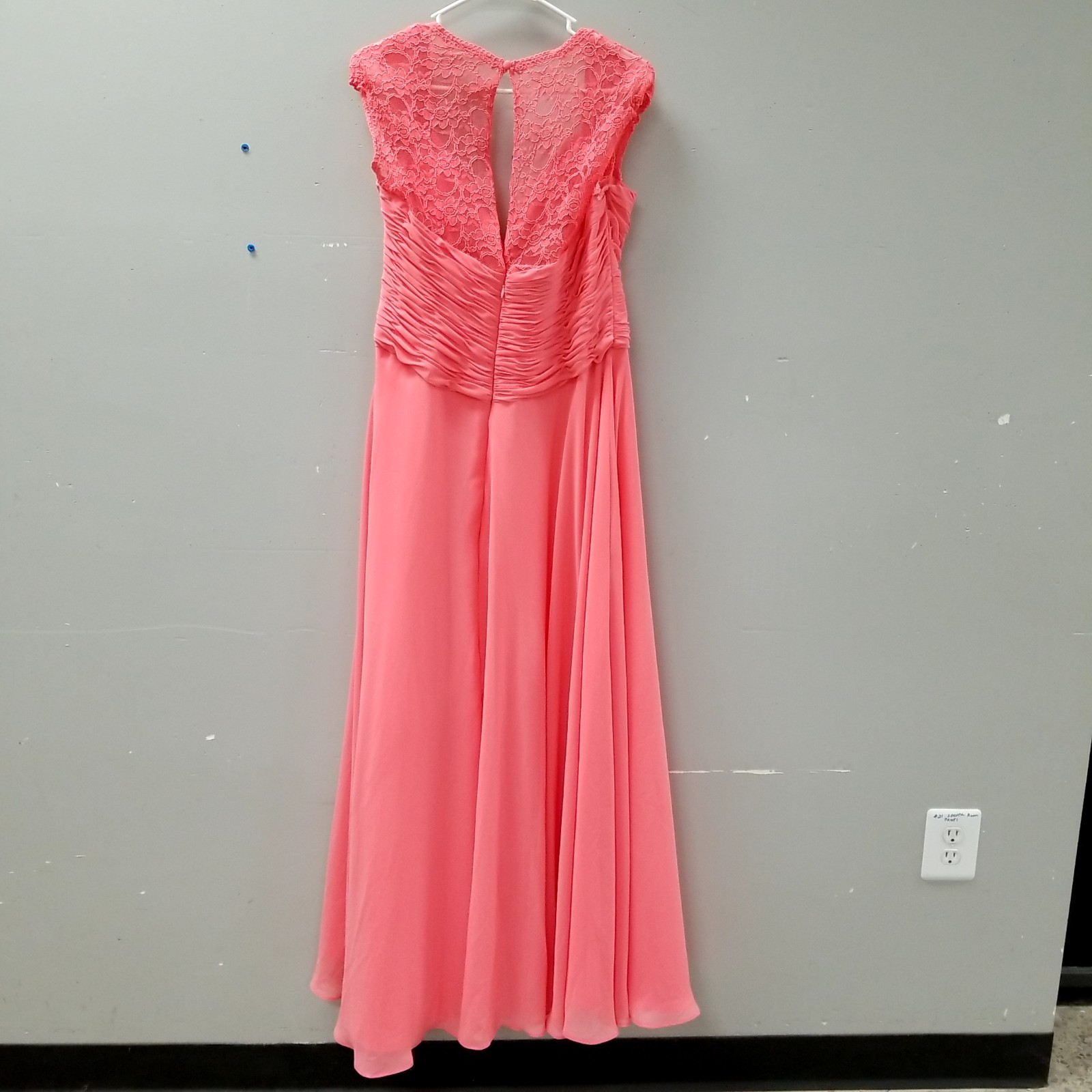 Mori Lee Madeline Gardner Pink Lace Sleeve Ruched A-Line Formal Prom Dress Women