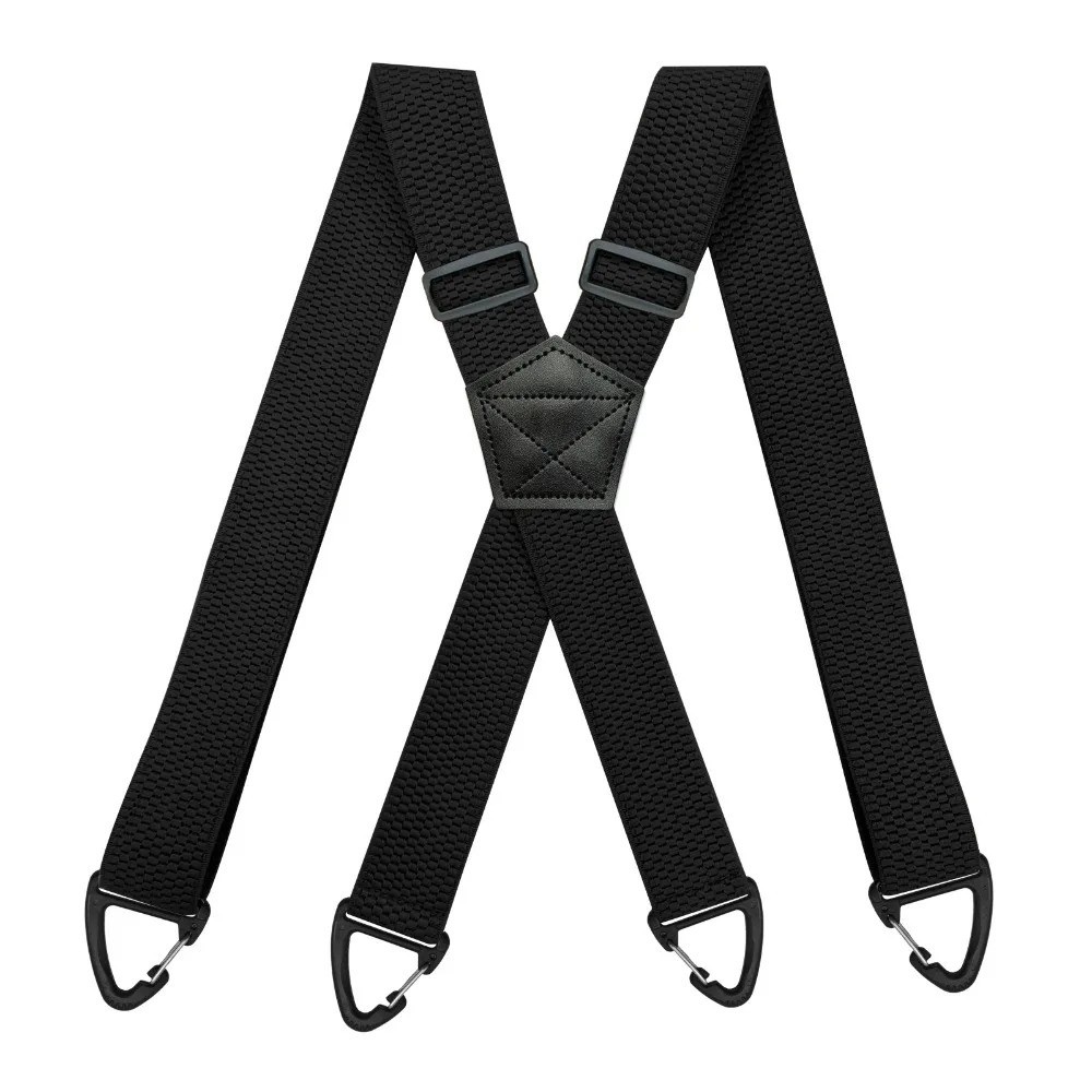 Heavy Duty Suspenders for Men Work Biker Outdoor 3.8cm Wide X-Back with 4 Snap H