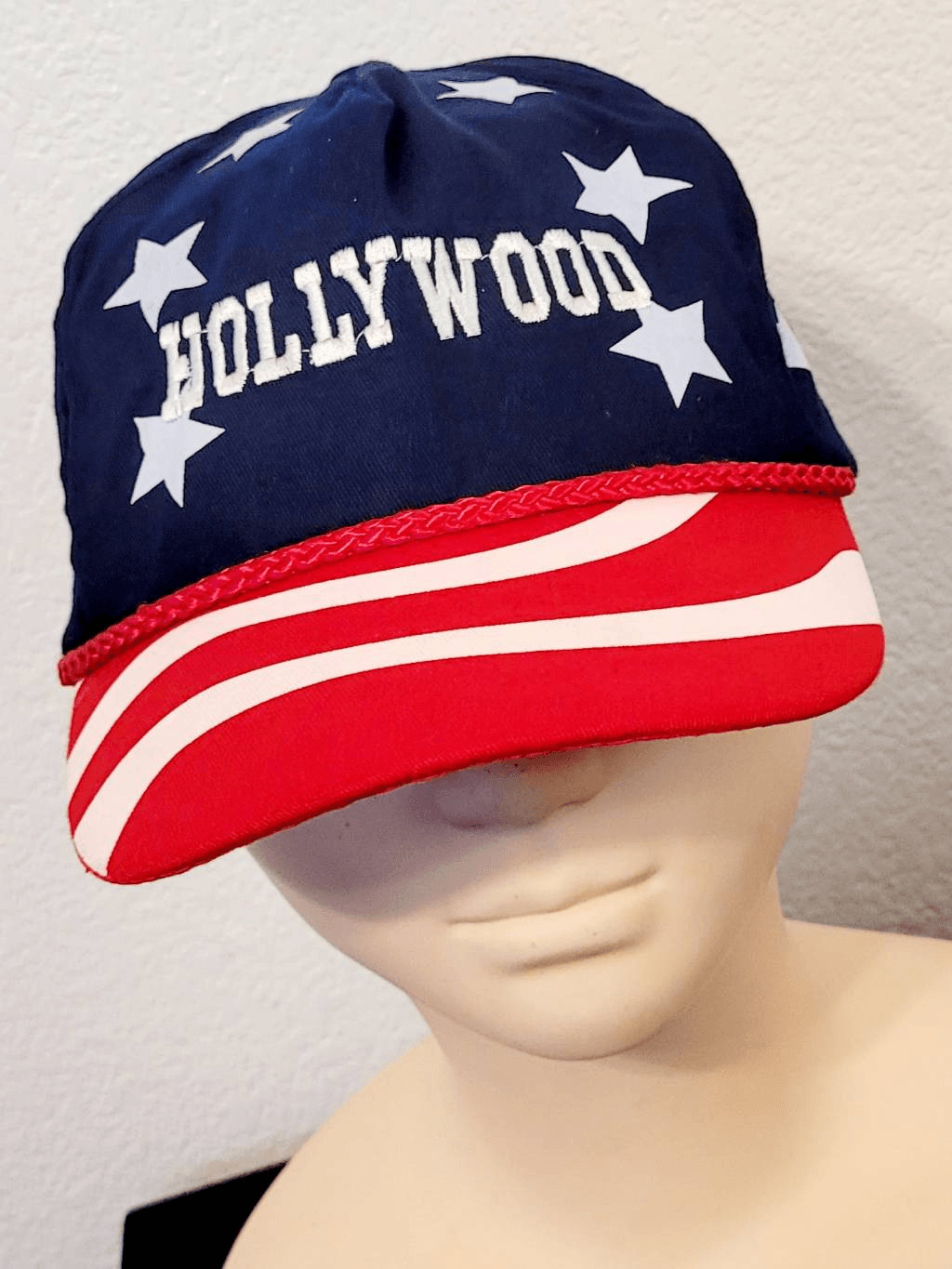 USA Hollywood Stars & Sripes Baseball Snapback Cap Red White and Blue Hat