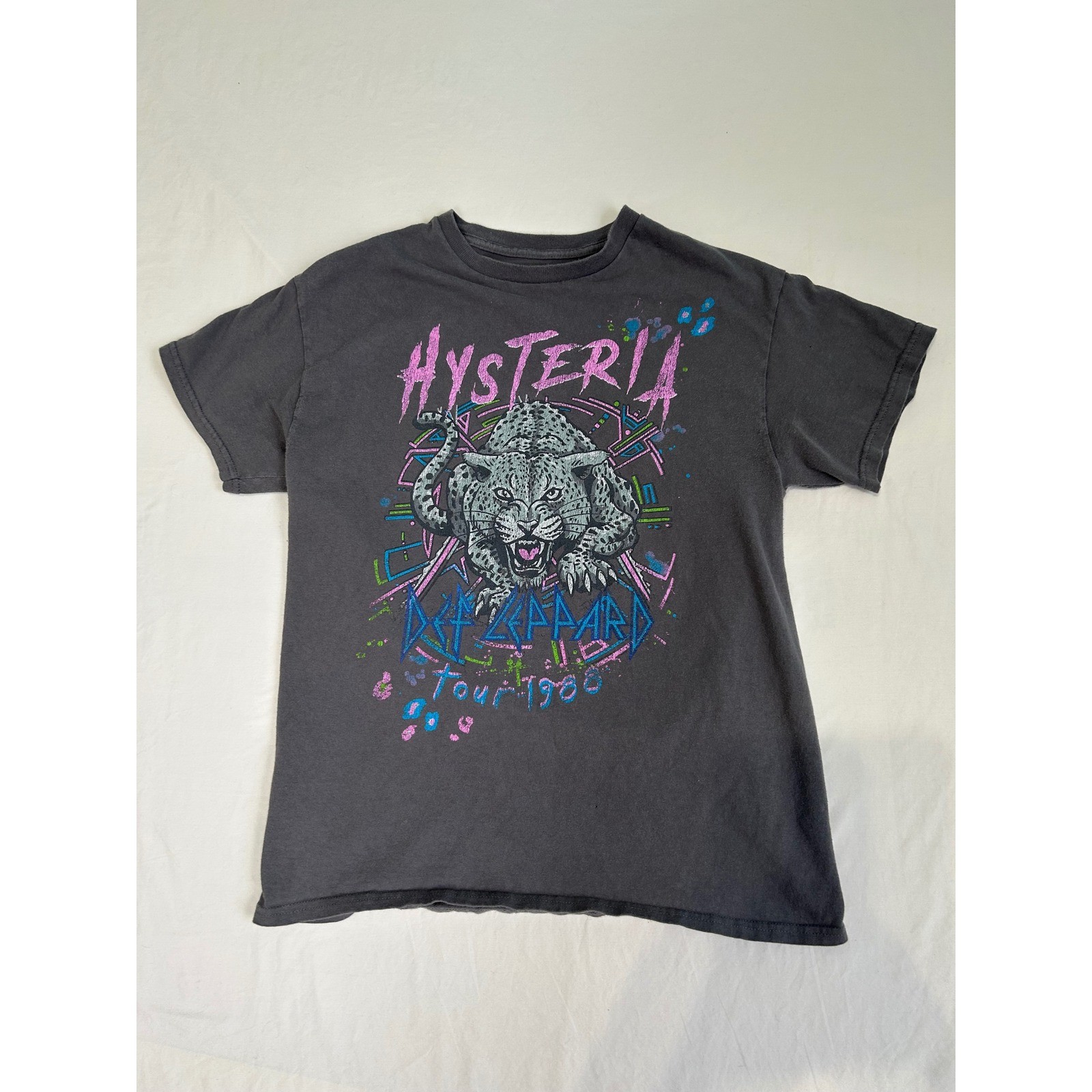 Def Leppard Hysteria Tour 1988 Graphic T-Shirt Mens Medium Charcoal Gray Rock T