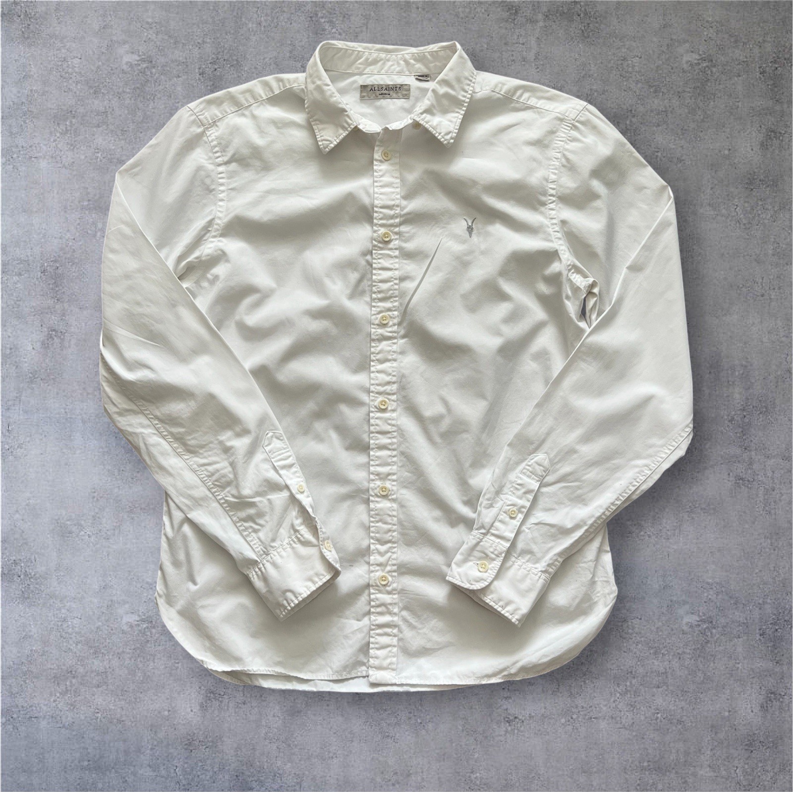 AllSaints Riviera LS Shirt White Cotton Button Up Men’s Size M Casual