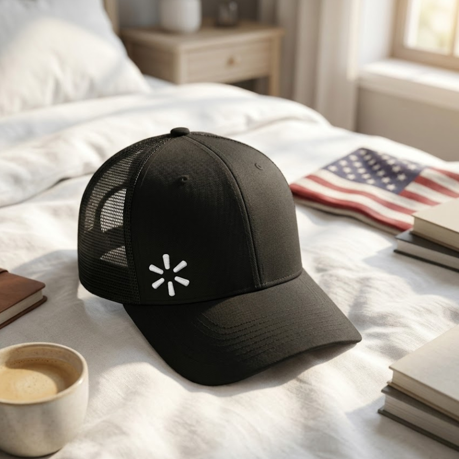 WALMART LOGO Embroidered Trucker Hat Mesh Back Black Cap