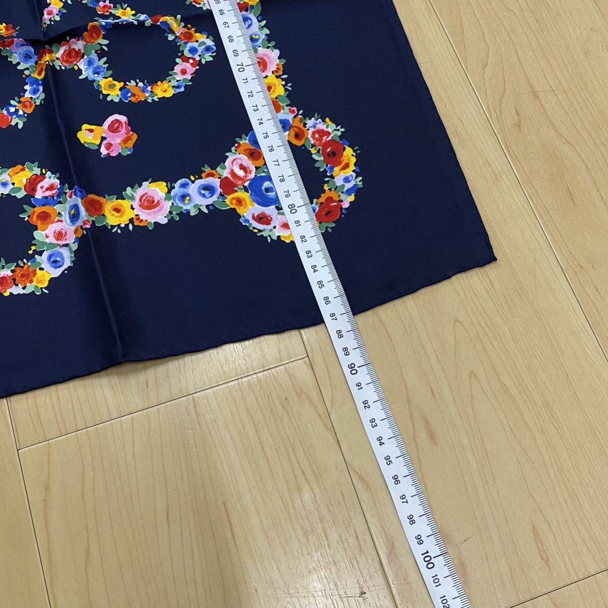 GUCCI Scarf Small Floral Pattern Logo Navy no.17 Japan