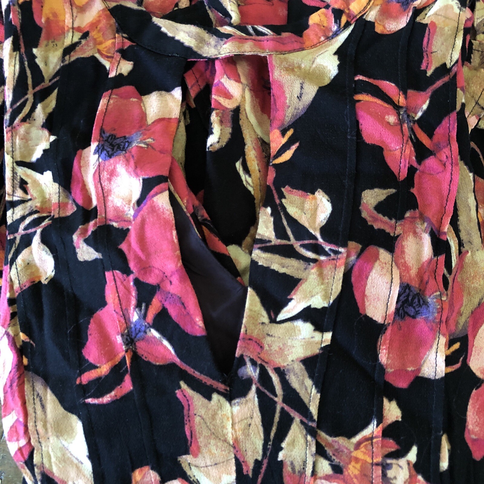 Free People Mini Dress Black & Orange Floral V Neck Bell Sleeve Tegan NWT Size 0