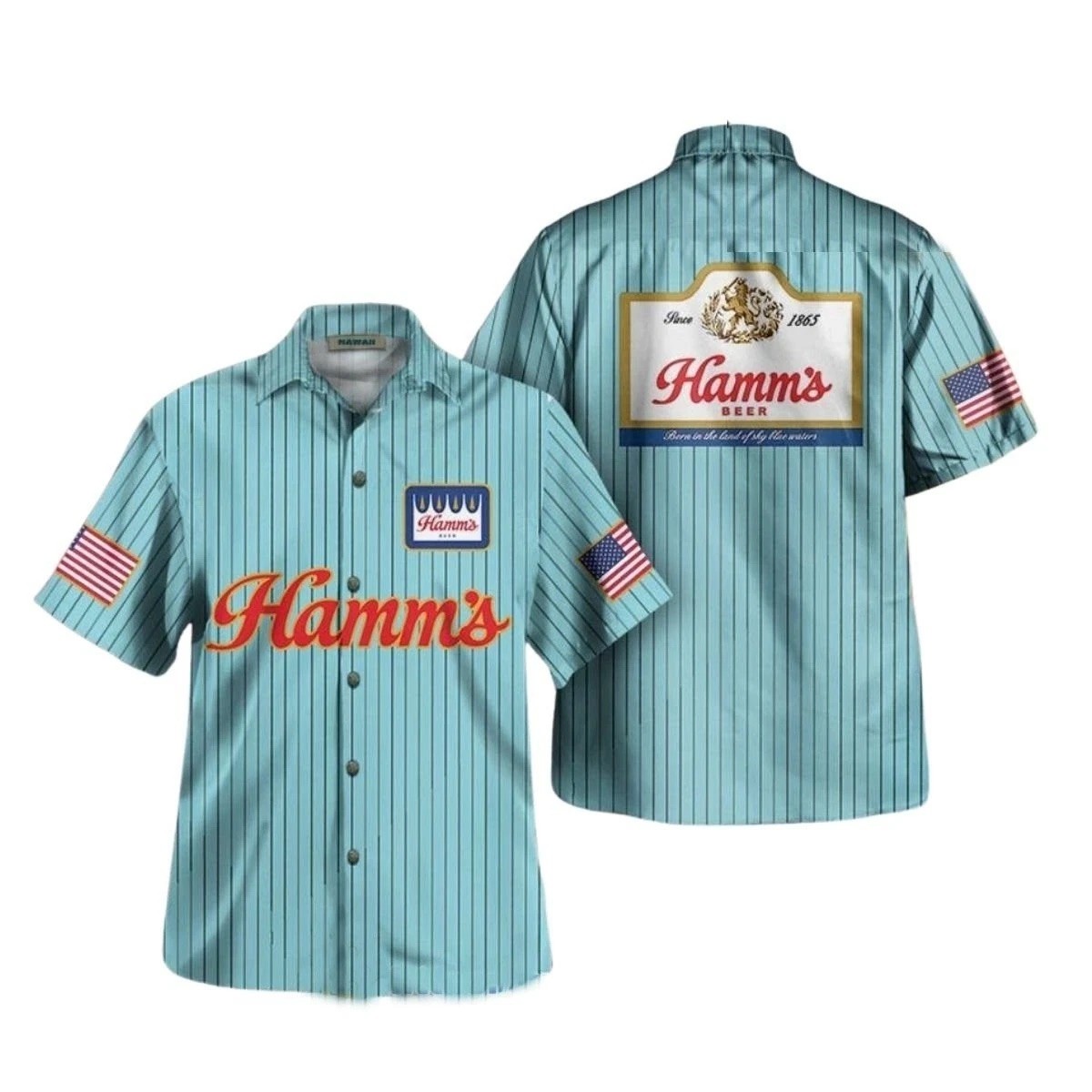 Hamm8217s Beer Born In The Sky Blue Land Hawaiian Shirt