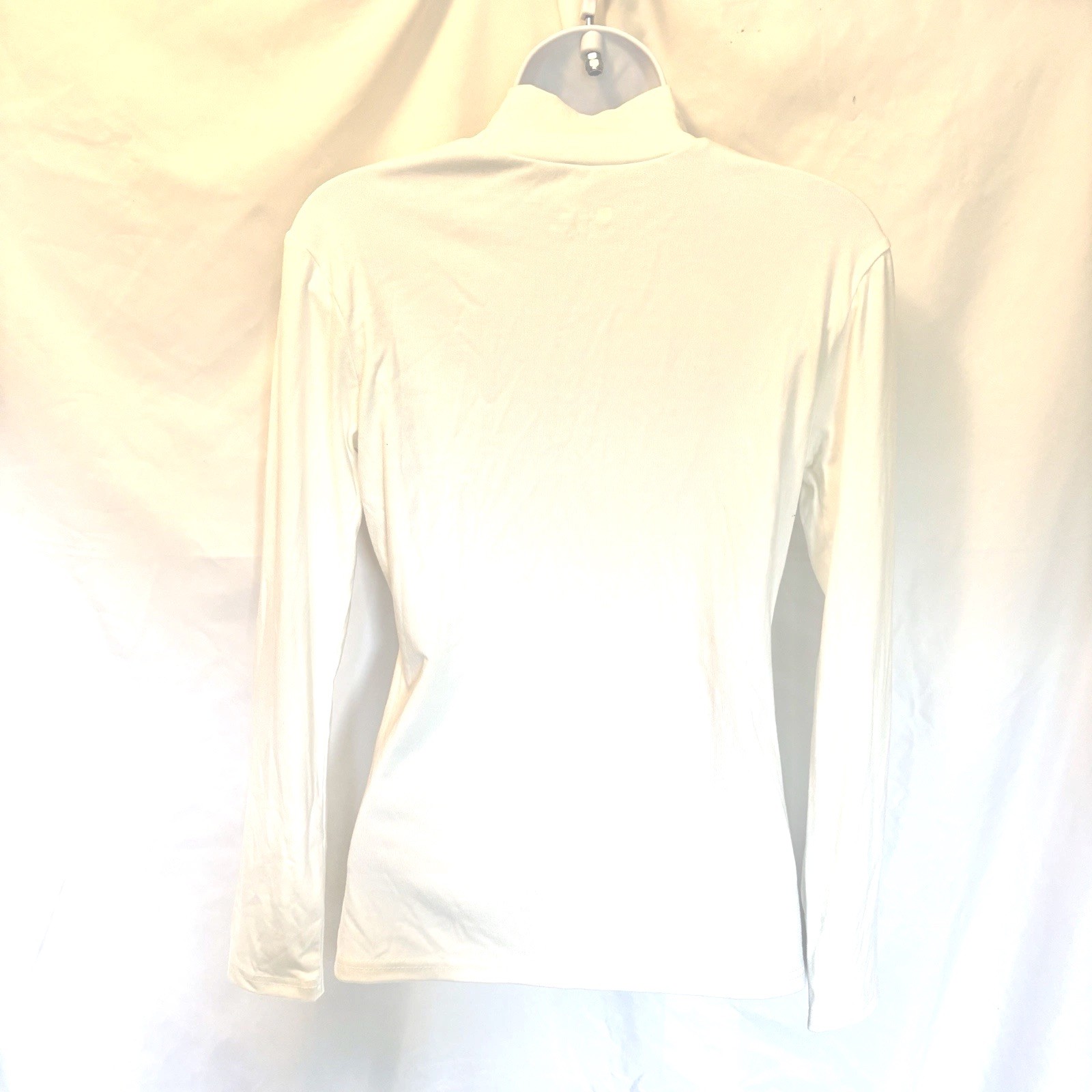 Stretch Closet Staple Mock Neck Top Long Sleeved Cotton Spandex Women’s M Cream