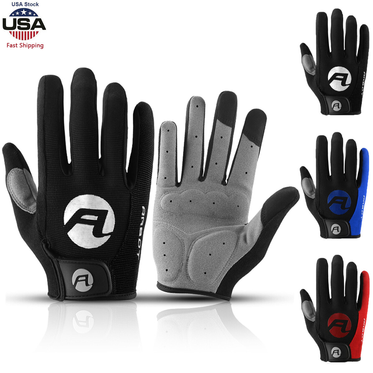 Men Women MTB Motorcycle Riding Race Gloves Touch Screen Full Finger Breathable