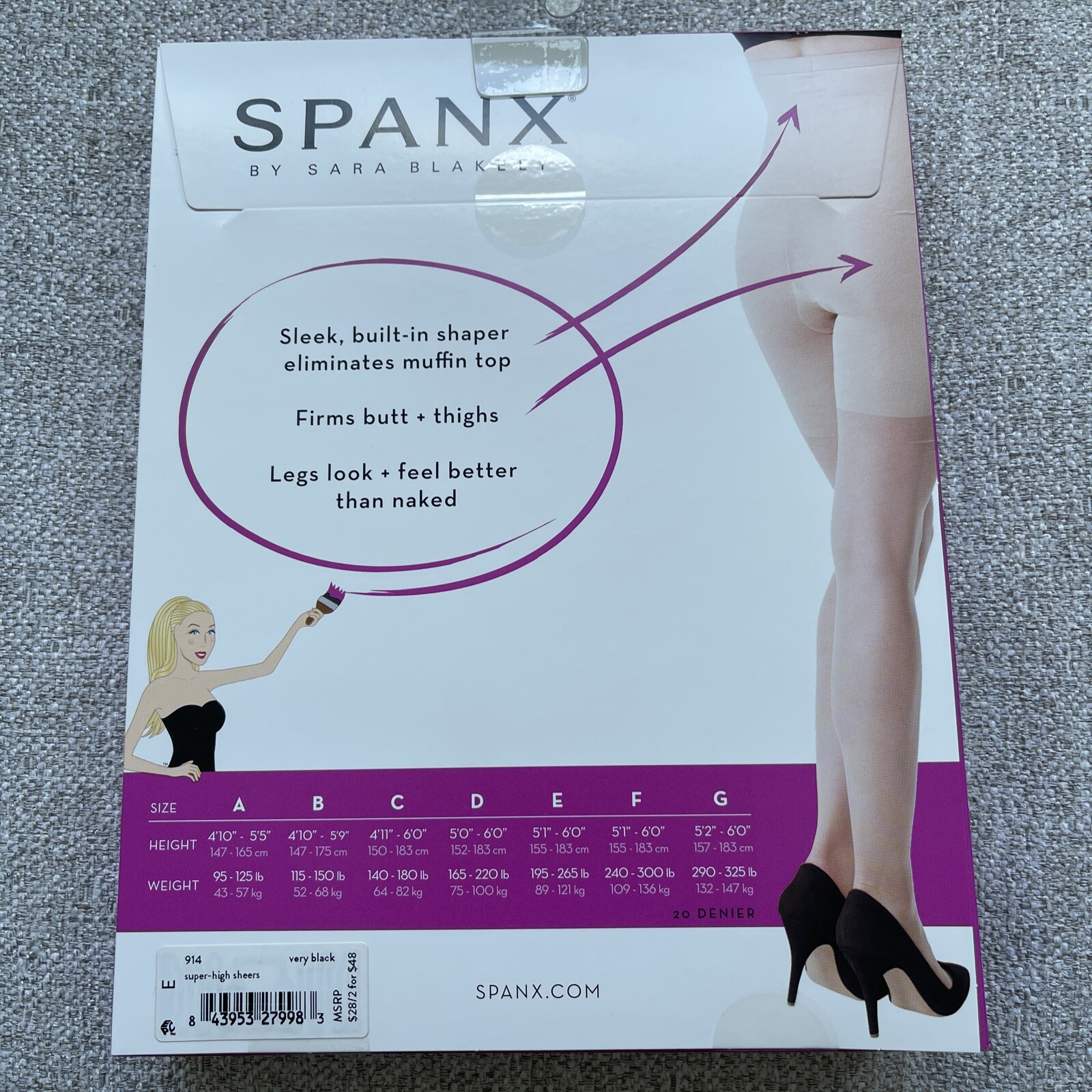 Spanx In Power Line Super High Waisted Sheers 914 Size D E F G Black New in box